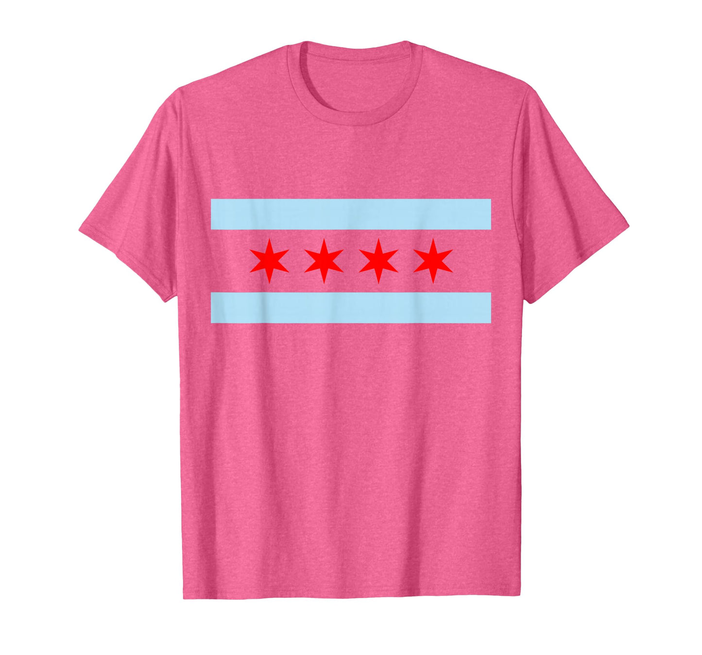 Tee Styley Chicago Flag T-Shirt - Men's Unisex-Adults Kids Classic Fit Collarless Crew Neck Short Sleeve White Solid Cotton Flag T-Shirt