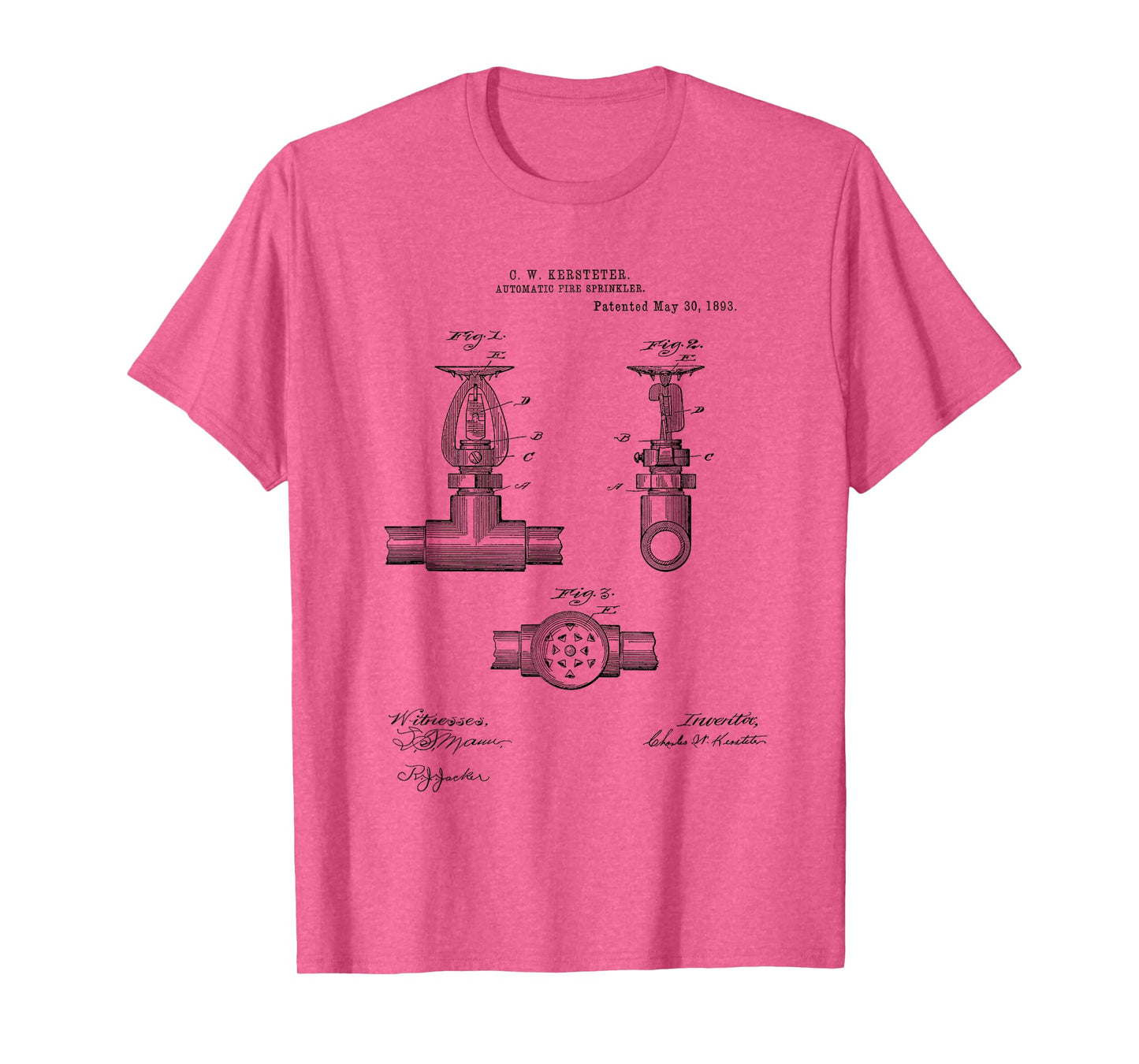 Fire Sprinkler Vintage Patent Hand Drawing Funny Novelty T-Shirt