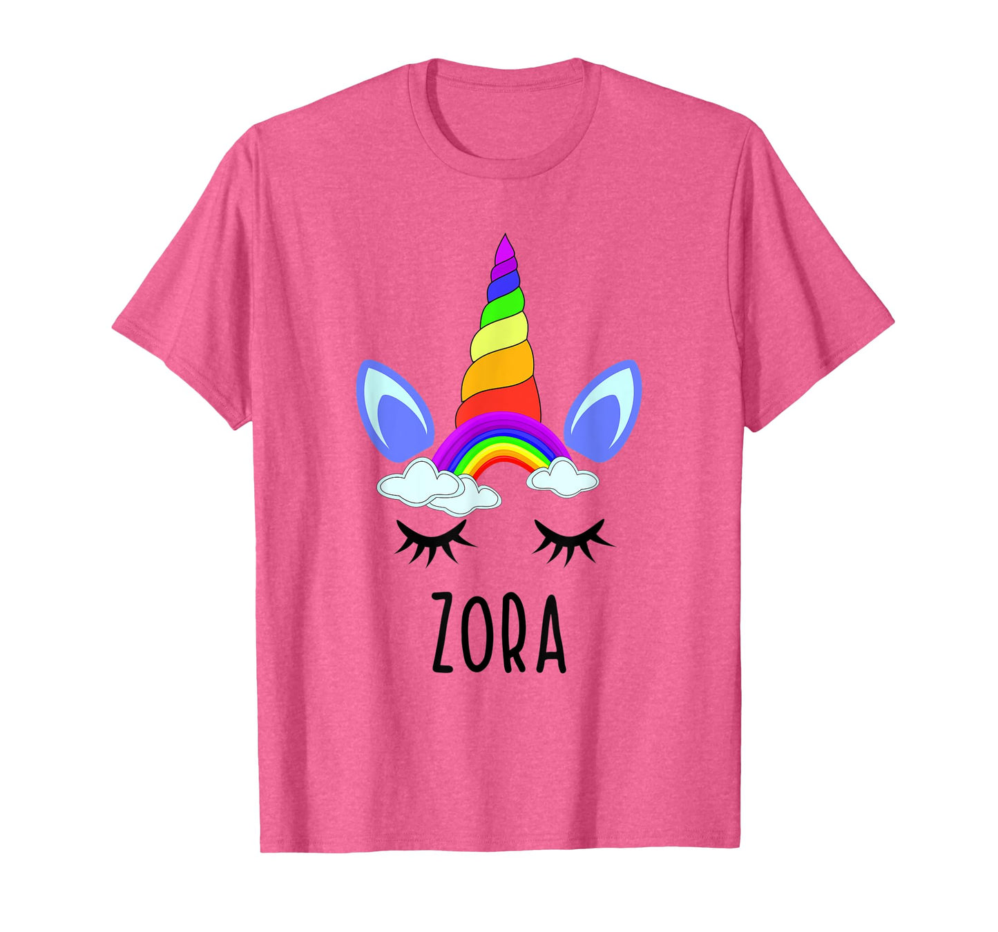 Zora Rainbow Unicorn Personalized Girl's First Name T-Shirt