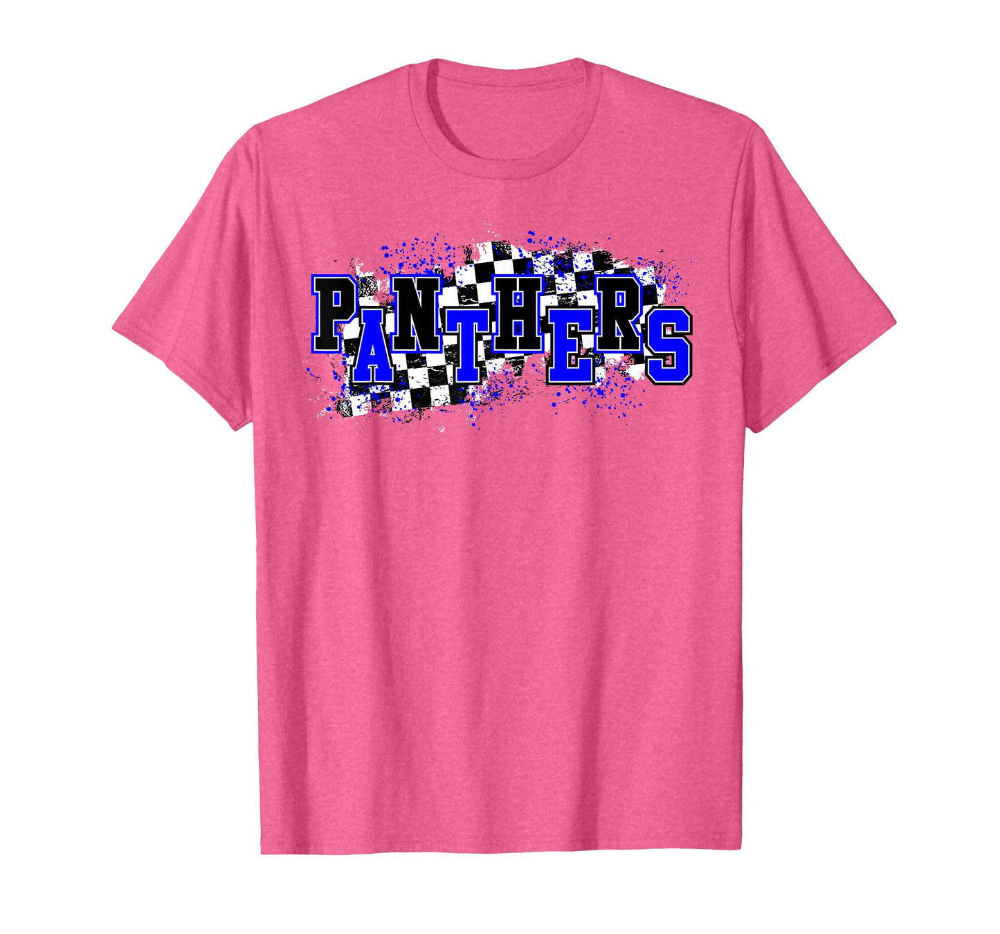 Panthers Checkered Print Panther Pride School Spirit Mascot T-Shirt