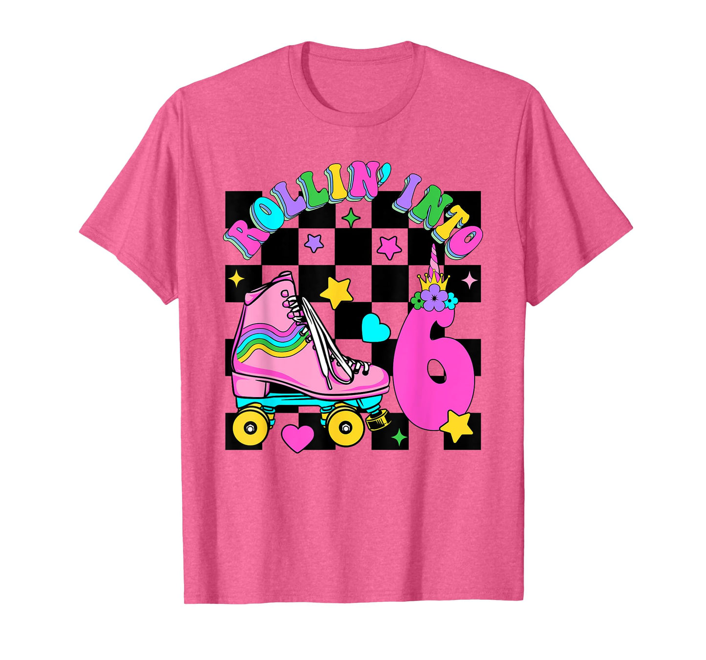 Rolling Into 6 Years Old Skater 6th Birthday Kids Girls T-Shirt