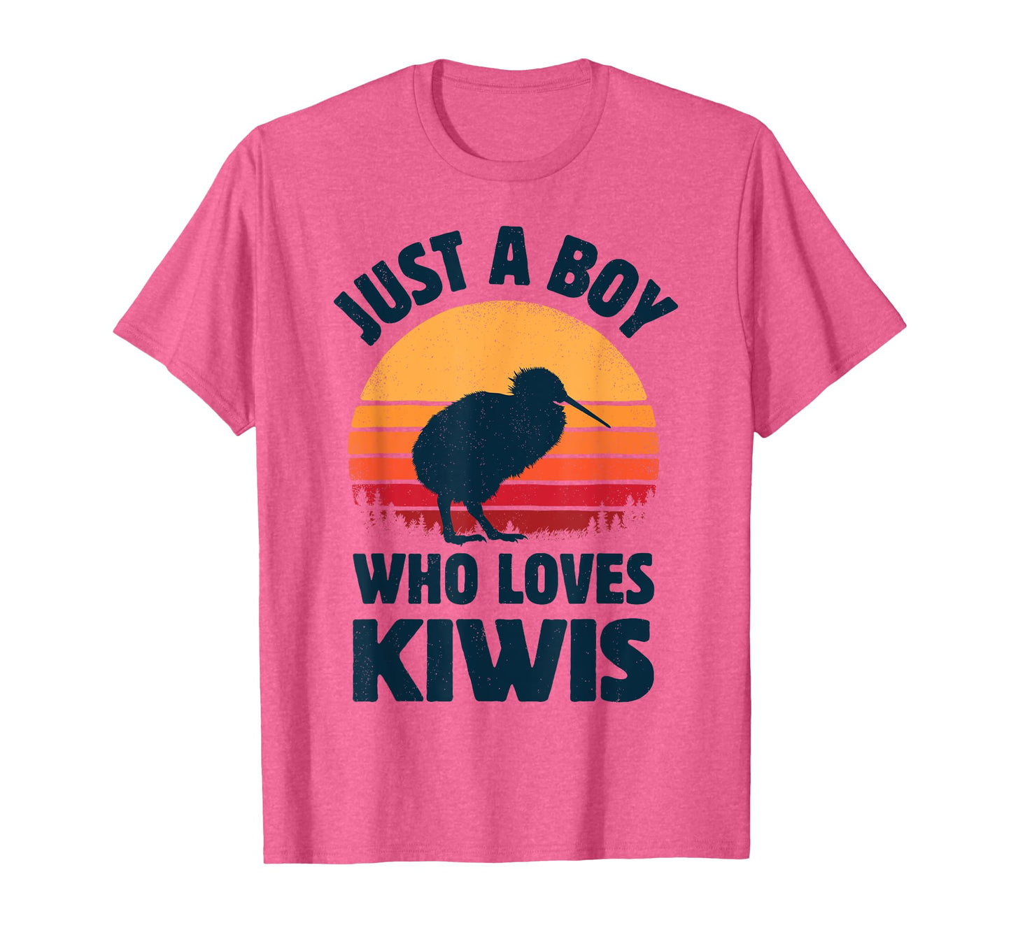 Kiwi Just A Boy Who Loves Kiwis Bird Retro Vintage Sunset T-Shirt