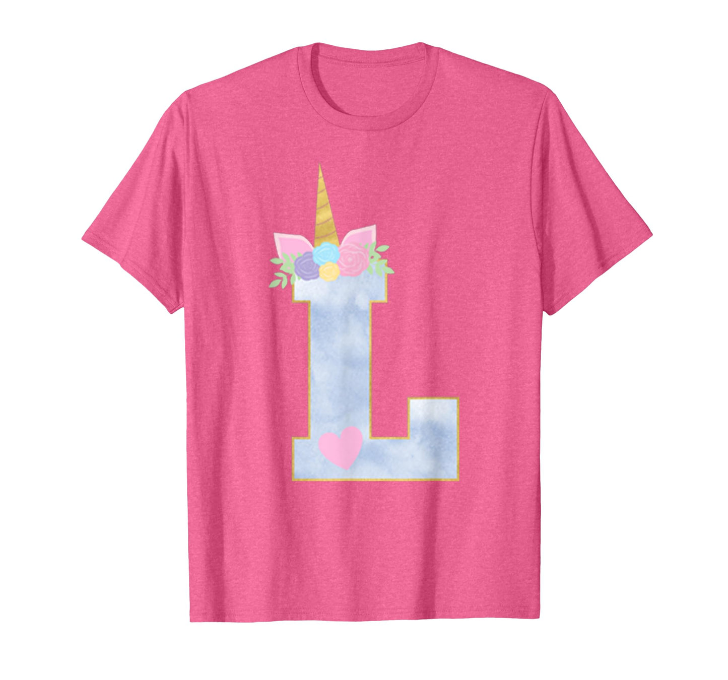 Initial L Unicorn Alphabet Letter for Girls T-Shirt