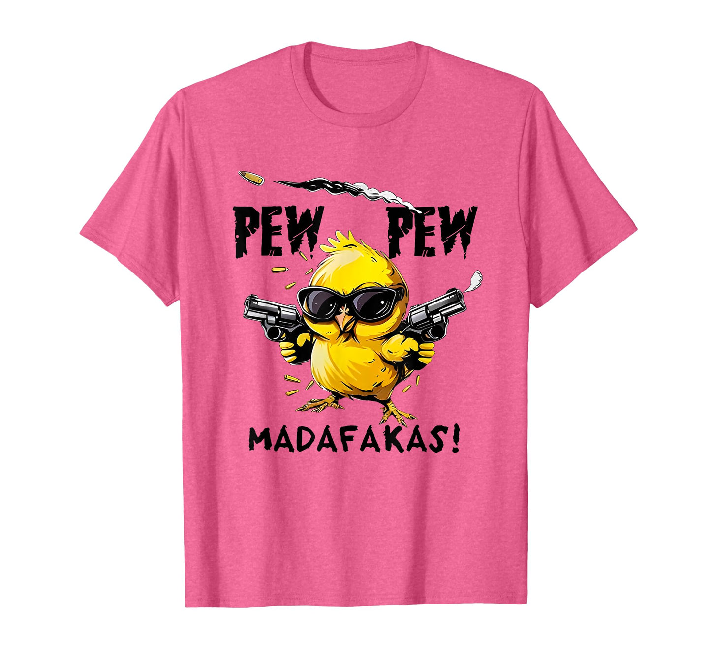 Bird Print Relax Fit Sweatshirt - Unisex-Adults - White - Small - Short Sleeve - T-Shirt - Pew Pew Madafakas Funny Chicken Rooster Bird - Sarcasm, Joke, Irony - Great Birthday Gift