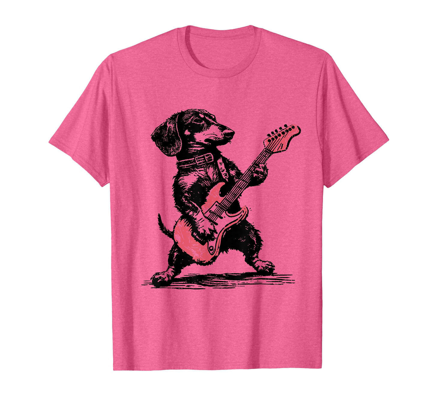 Vintage Dachshund Weenie Playing Guitar Funny Dog Rocker T-Shirt