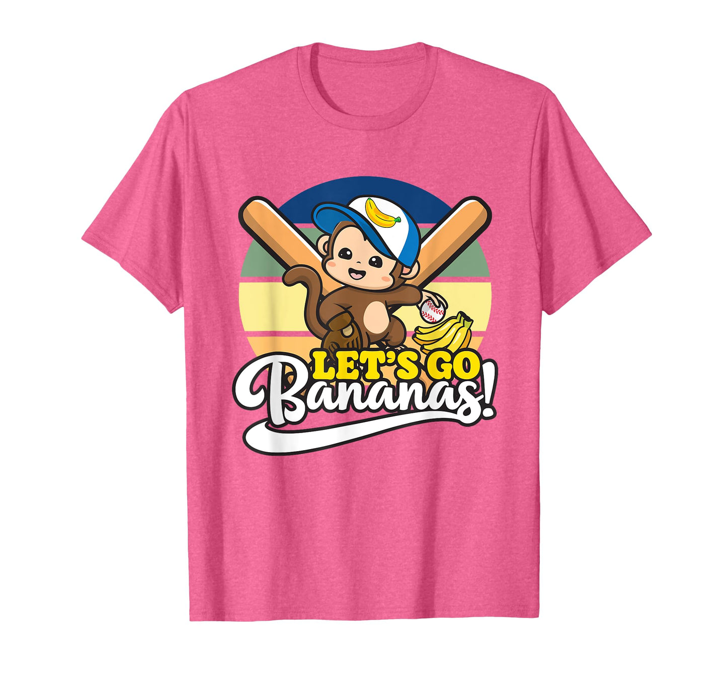 Cute Kawaii Monkey, Funny Let’s Go Bananas Baseball T-Shirt