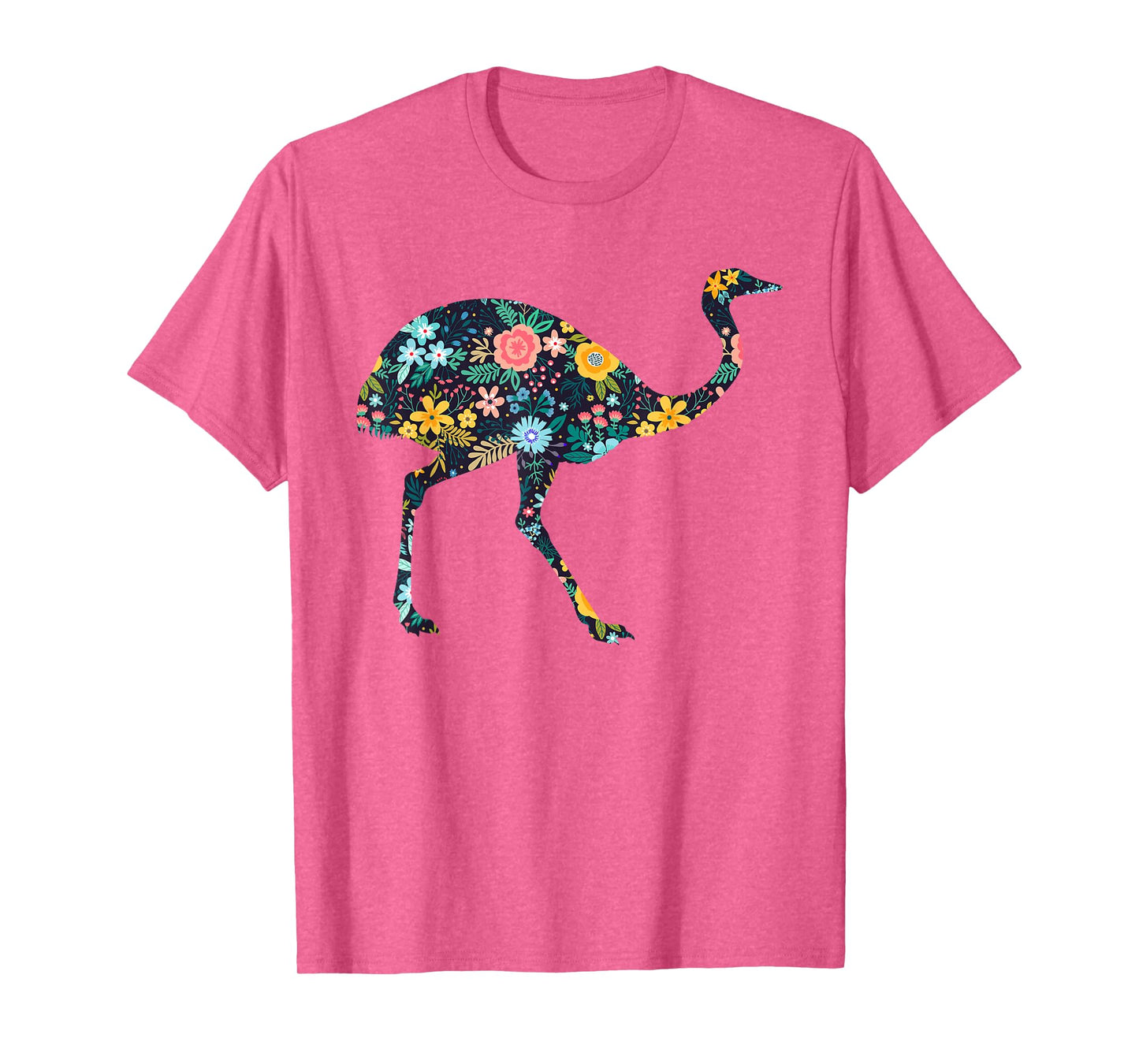 Floral Rhea Bird Silhouette Womens Girls Graphic T-Shirt