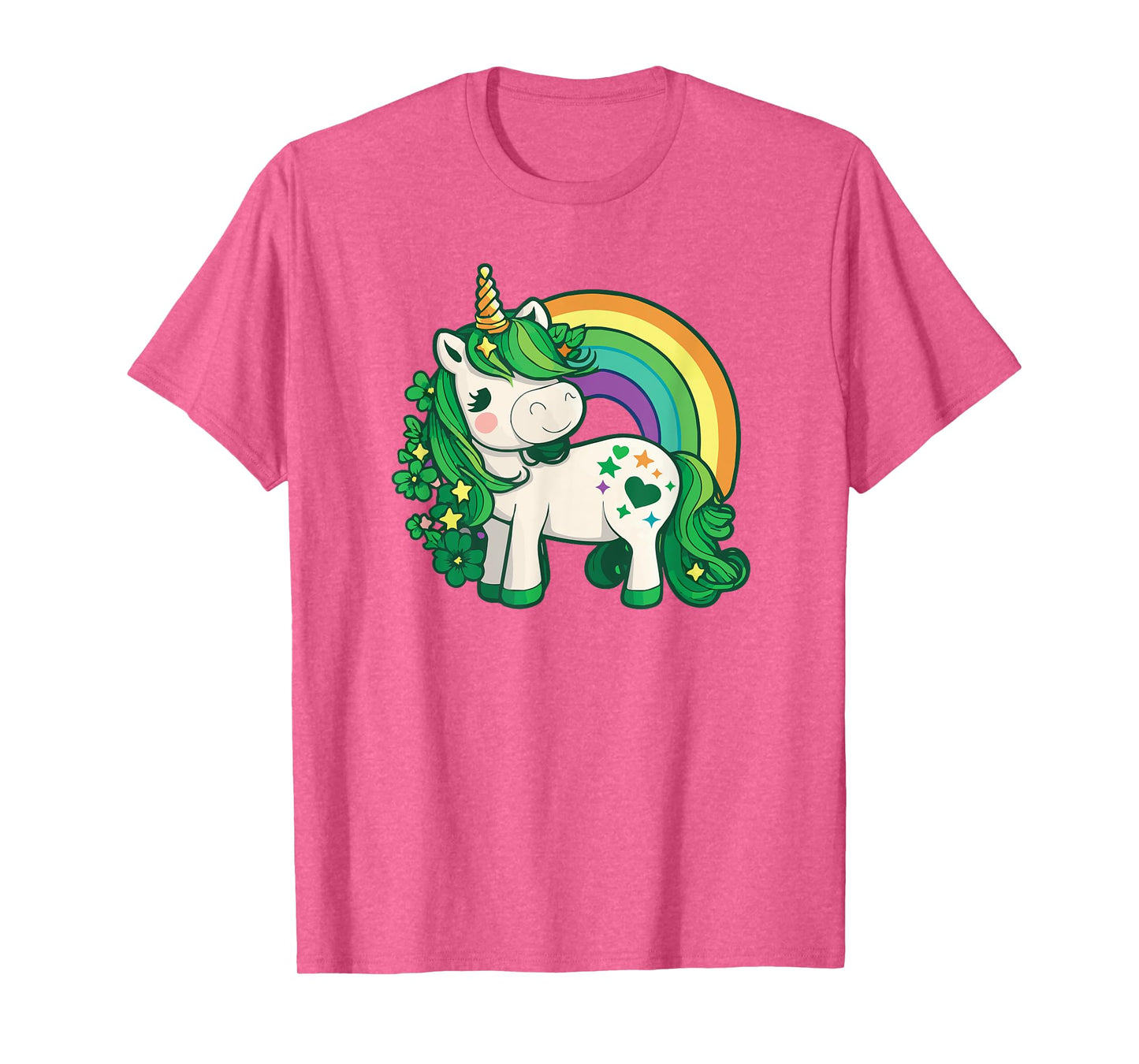 Unicorn St Patricks Day Rainbow / Green Clovers Kawaii Cute T-Shirt