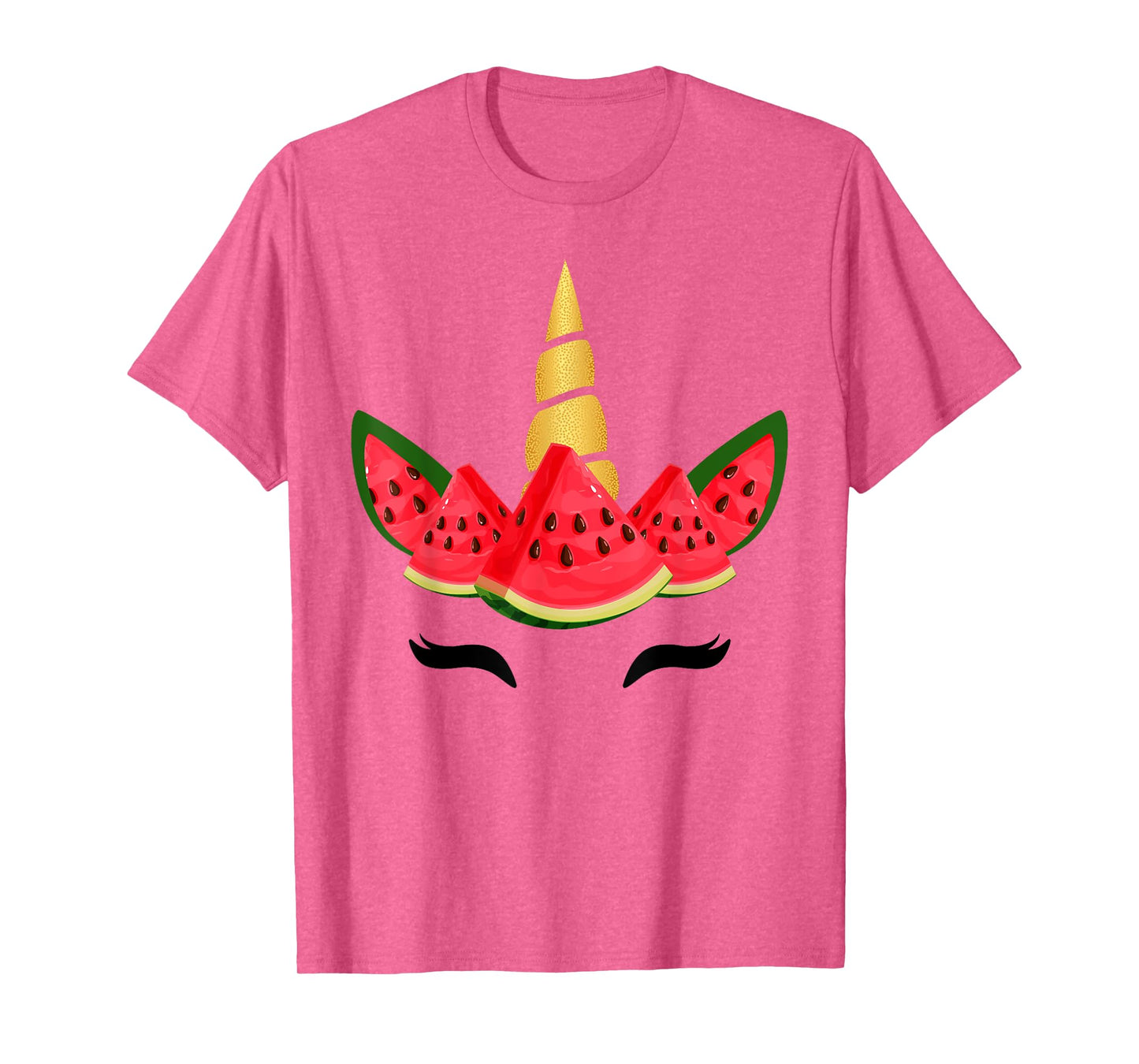Cute Unicorn Face & Watermelon Slice Summer Vacation Kids T-Shirt
