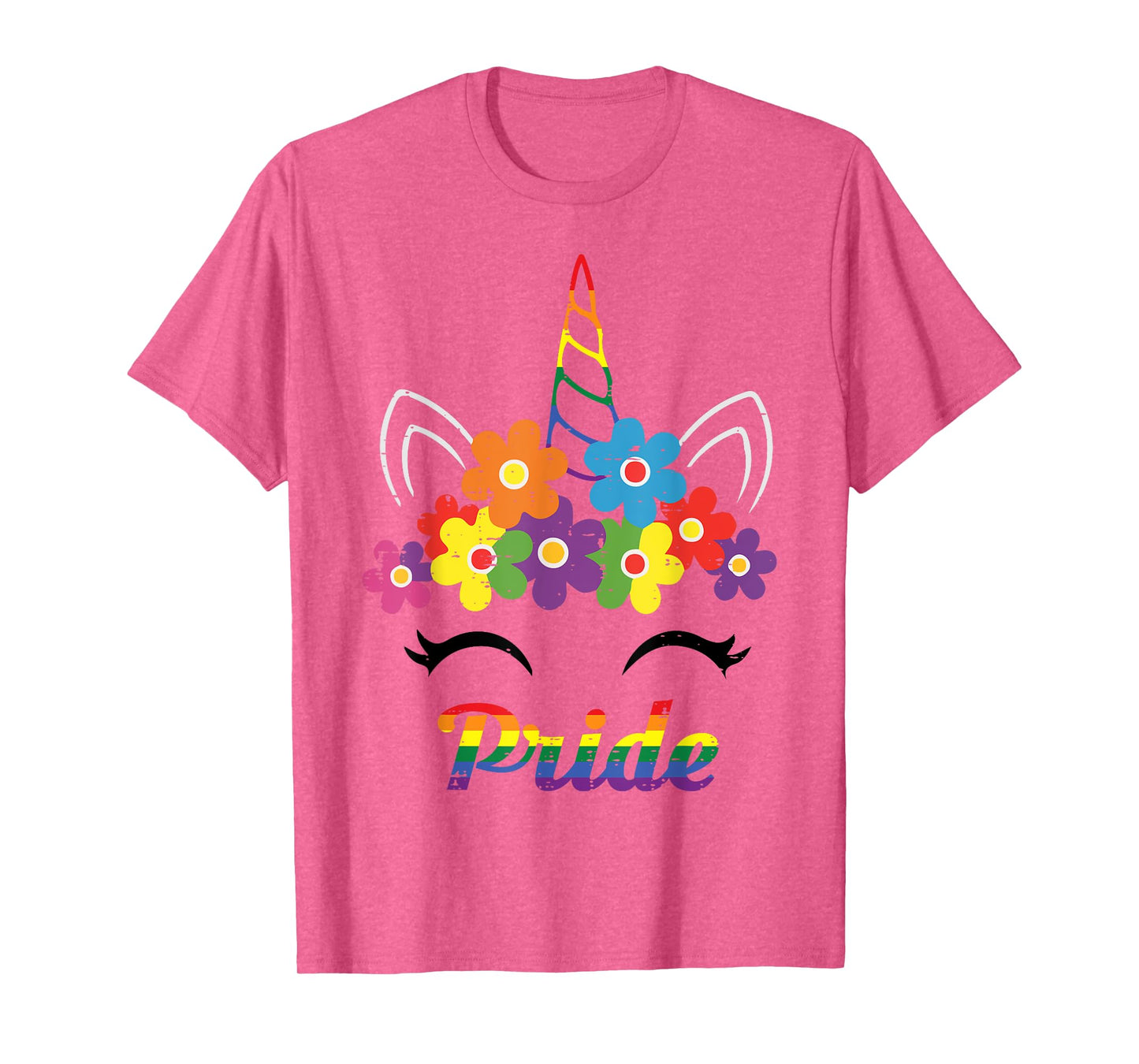 Gay Pride Month Unicorn Face LGBTQ Ally Rainbow Women Girls T-Shirt