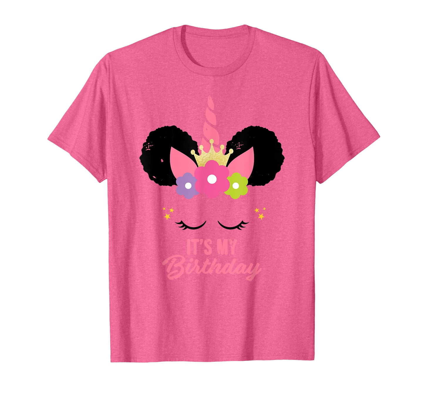 Unicorn Birthday Girl Afro Puff Birthday Present for Girl T-Shirt