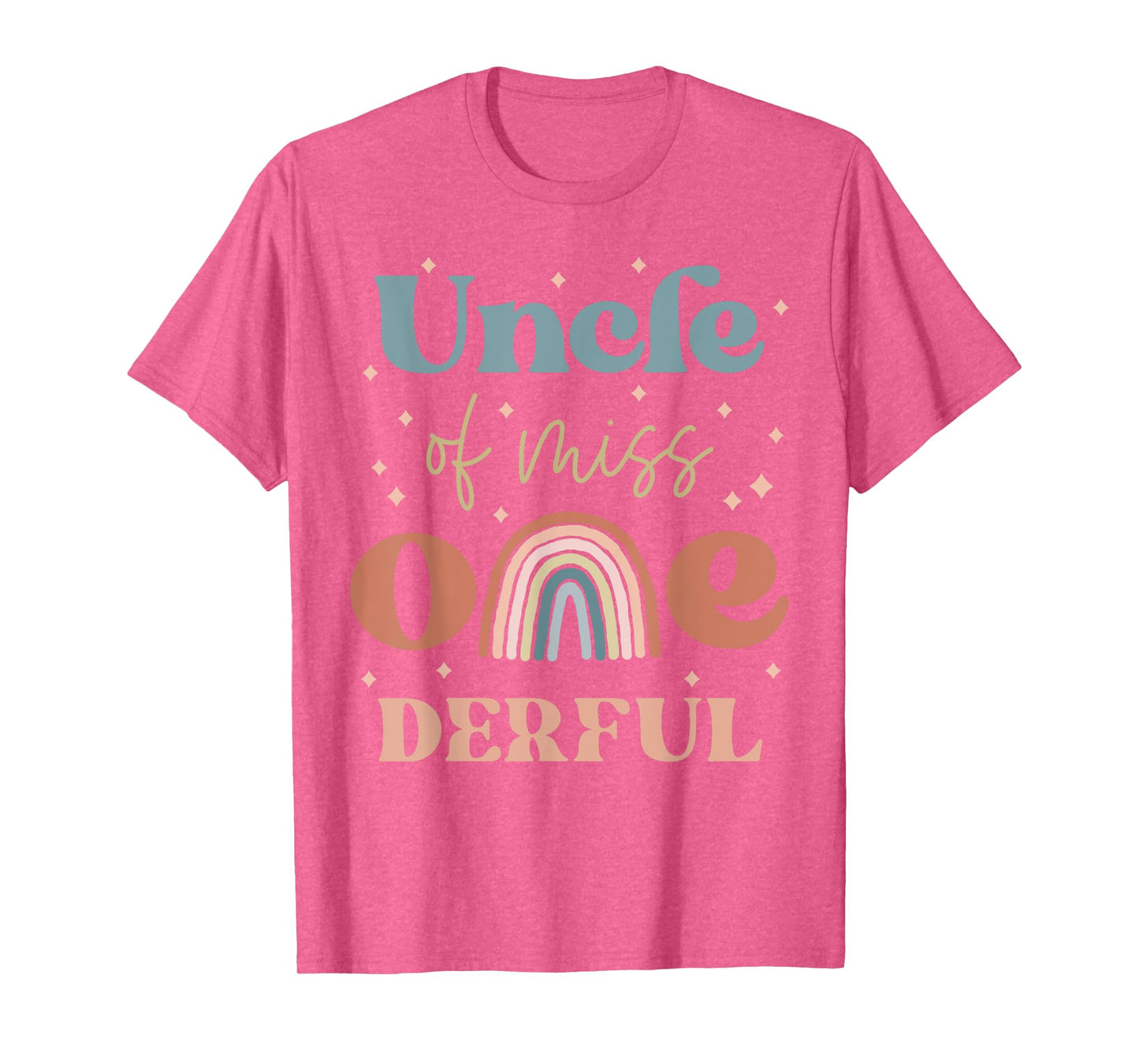 Uncle of Miss Onederful Boho Rainbow Niece First Birthday T-Shirt