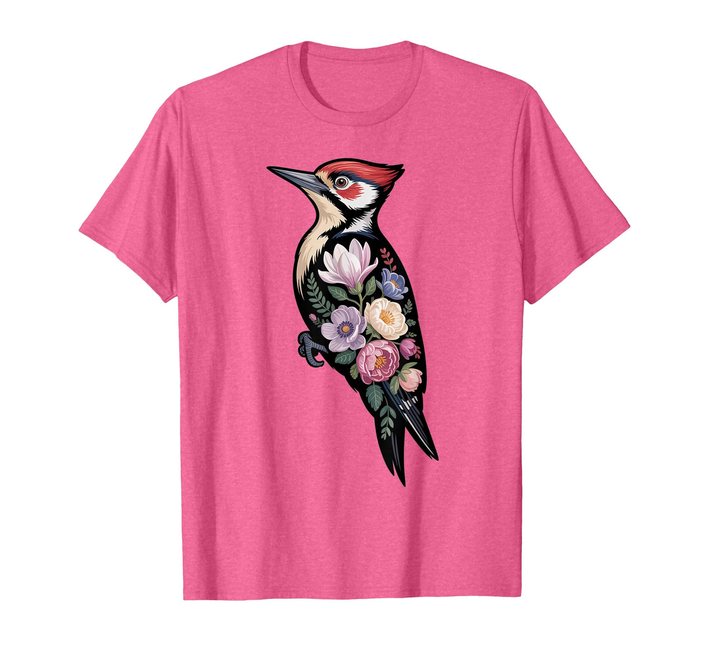 Floral Woodpecker Bird Lover Birding Enthusiasts Men Women T-Shirt
