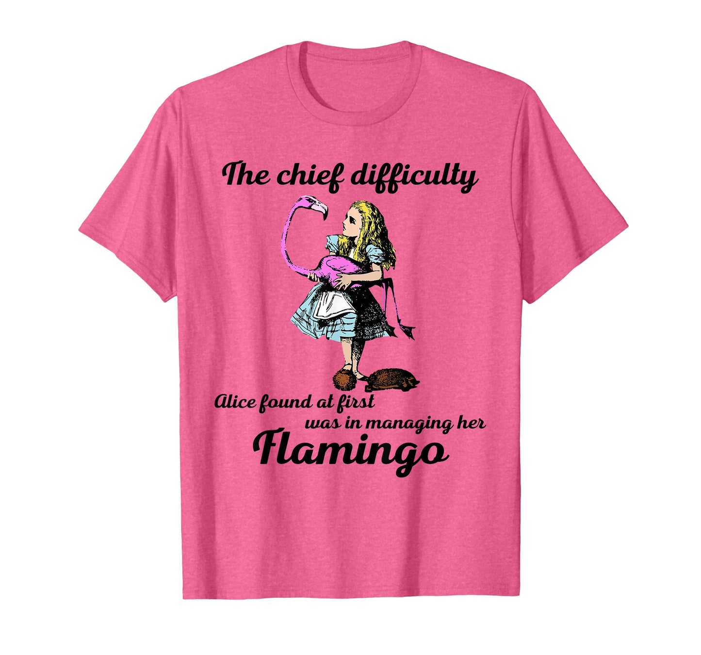 Alice Managing Flamingo Croquet Mallet And Hedgehog T Shirt T-Shirt