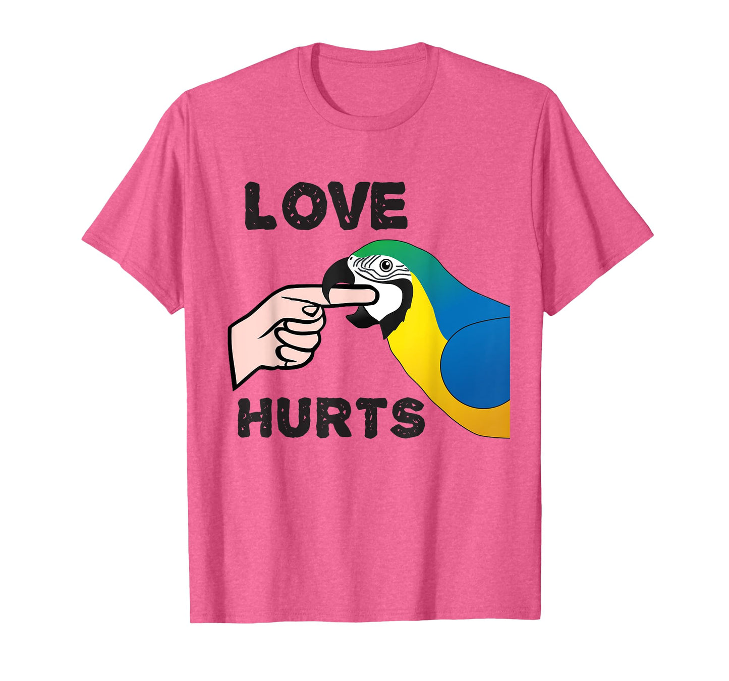 Love Hurts Blue and Gold Macaw Parrot T-Shirt