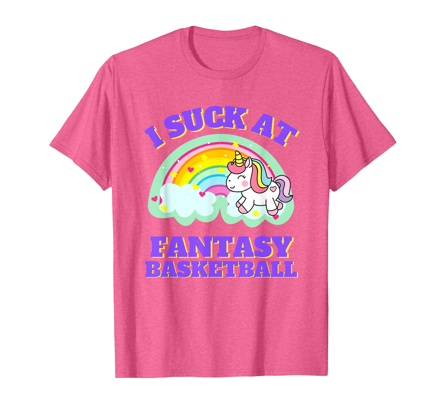Suck At Fantasy Basketball Unicorn Rainbow Loser Punishment T-Shirt