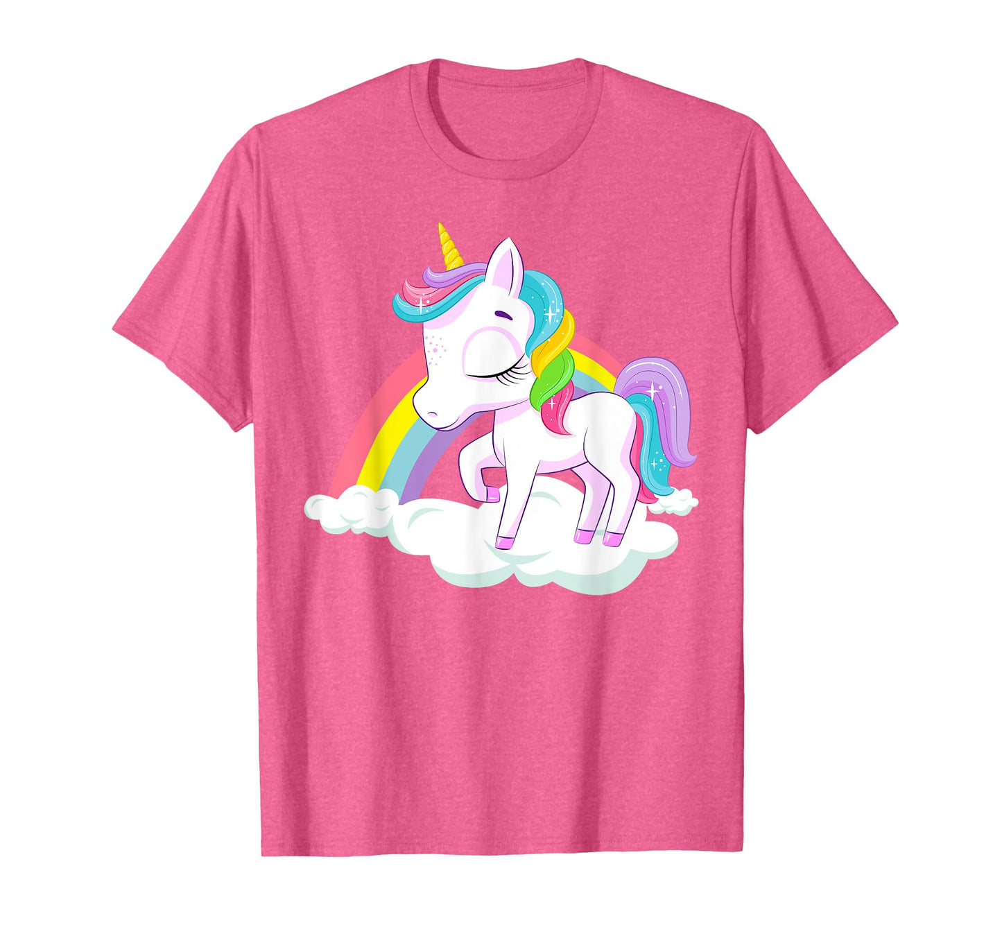 Pink Rainbow Unicorn Baby Dancing on Fluffy Clouds T-Shirt