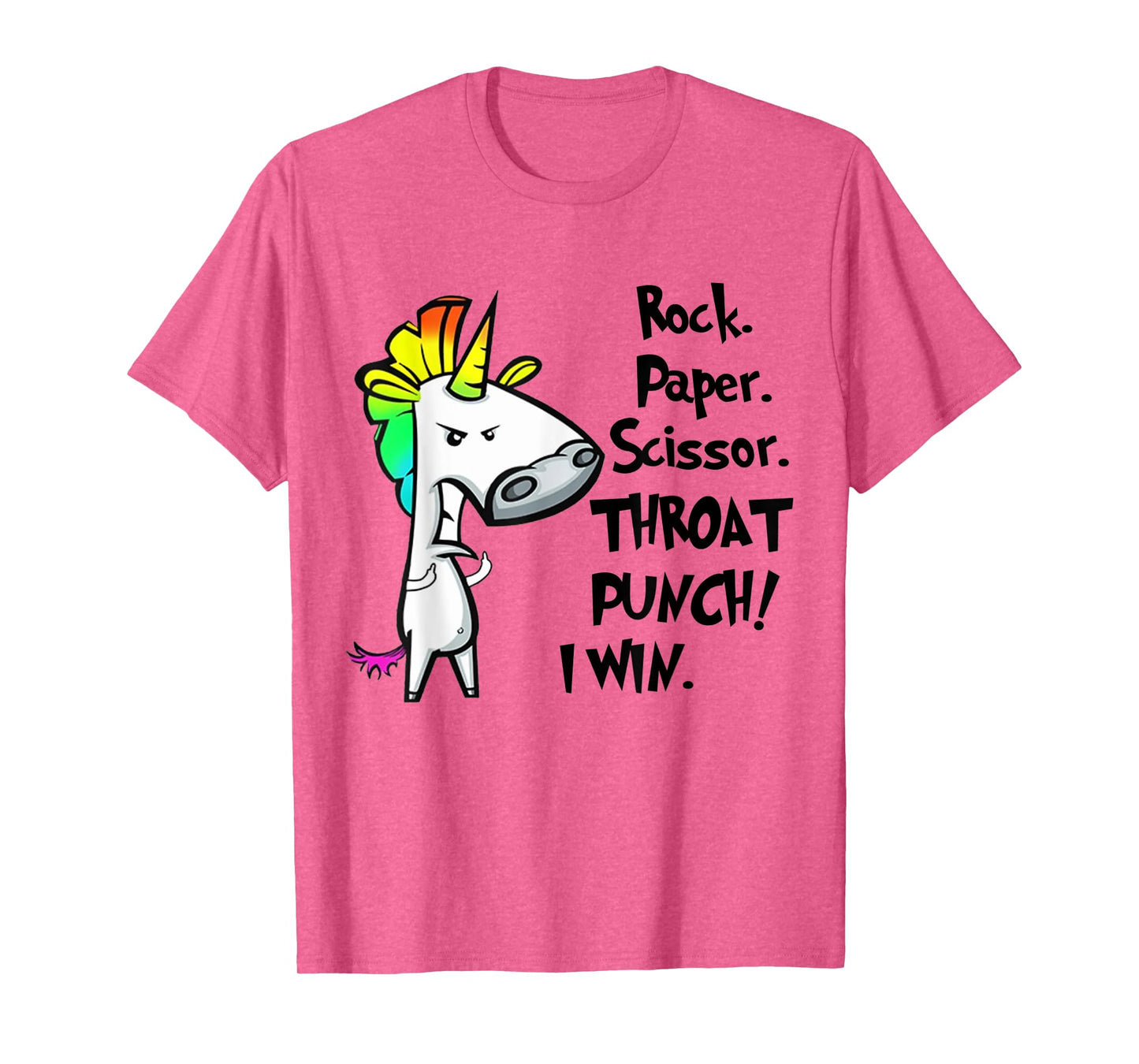 Unicorn Rock Paper Scissors Throat Punch I Win T-Shirt