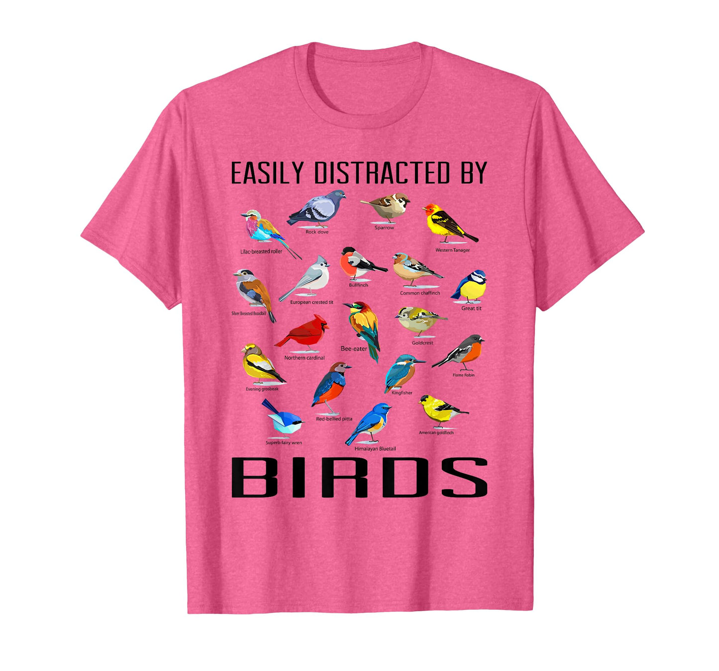Funny Mens Bird Gifts For Birding Lovers Easily Distracted By Birds / Birdwatching Lover Birdwatcher Unisex-Adults T-Shirt Grey Small