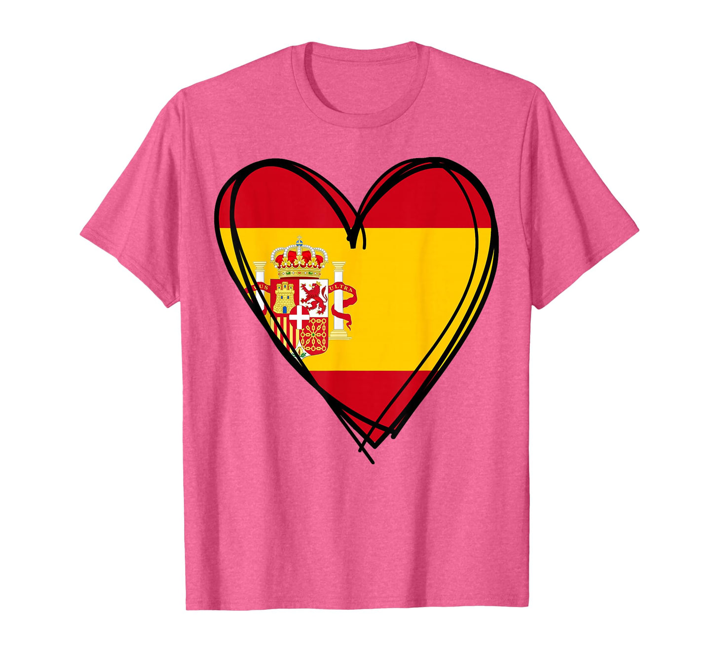 Proud Spanish Boy Girl Aunt Dad Mom Spain Flag Heart Graphic T-Shirt