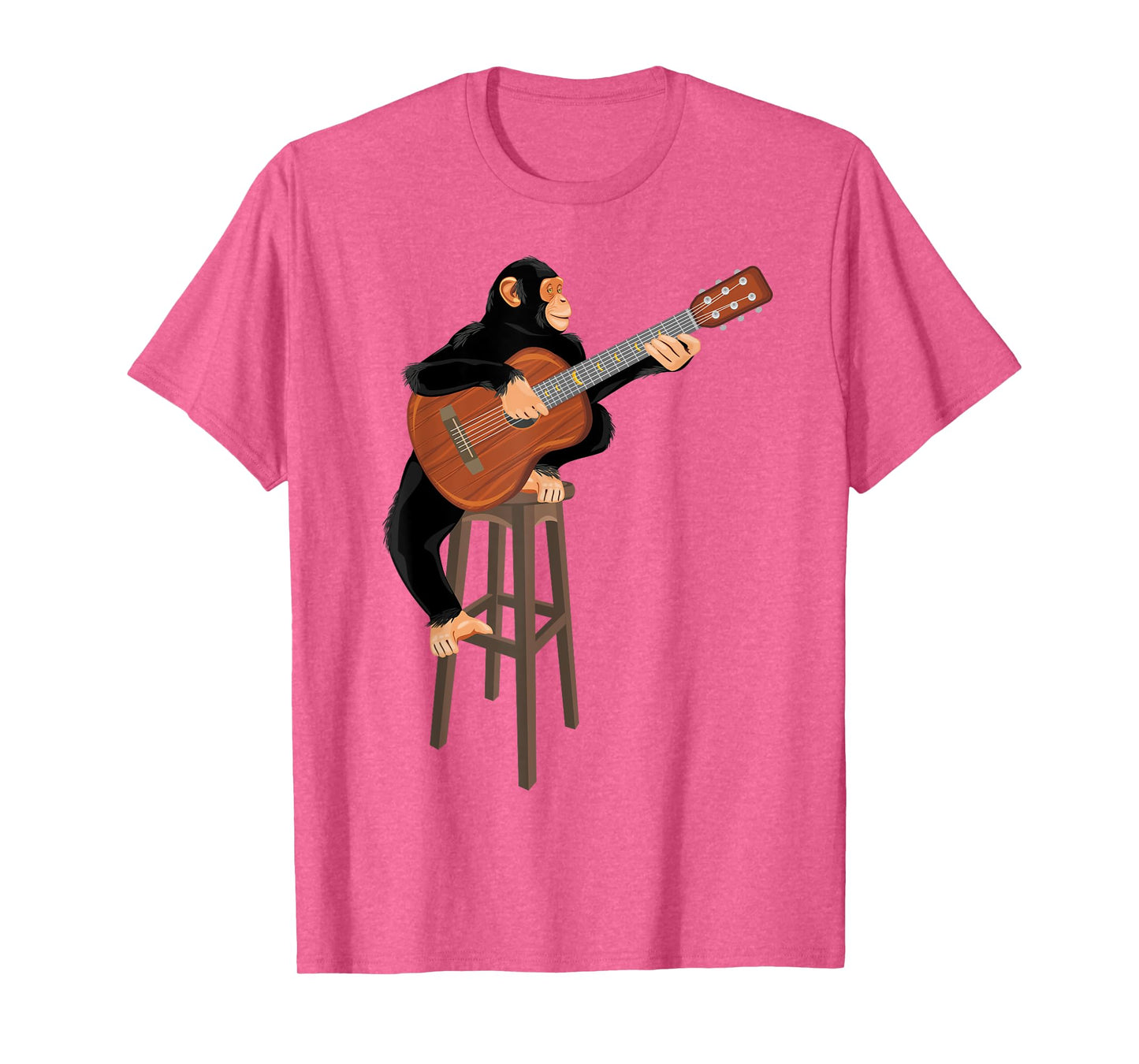 Chimpanzee playing acoustic guitar. Funny monkey T-Shirt