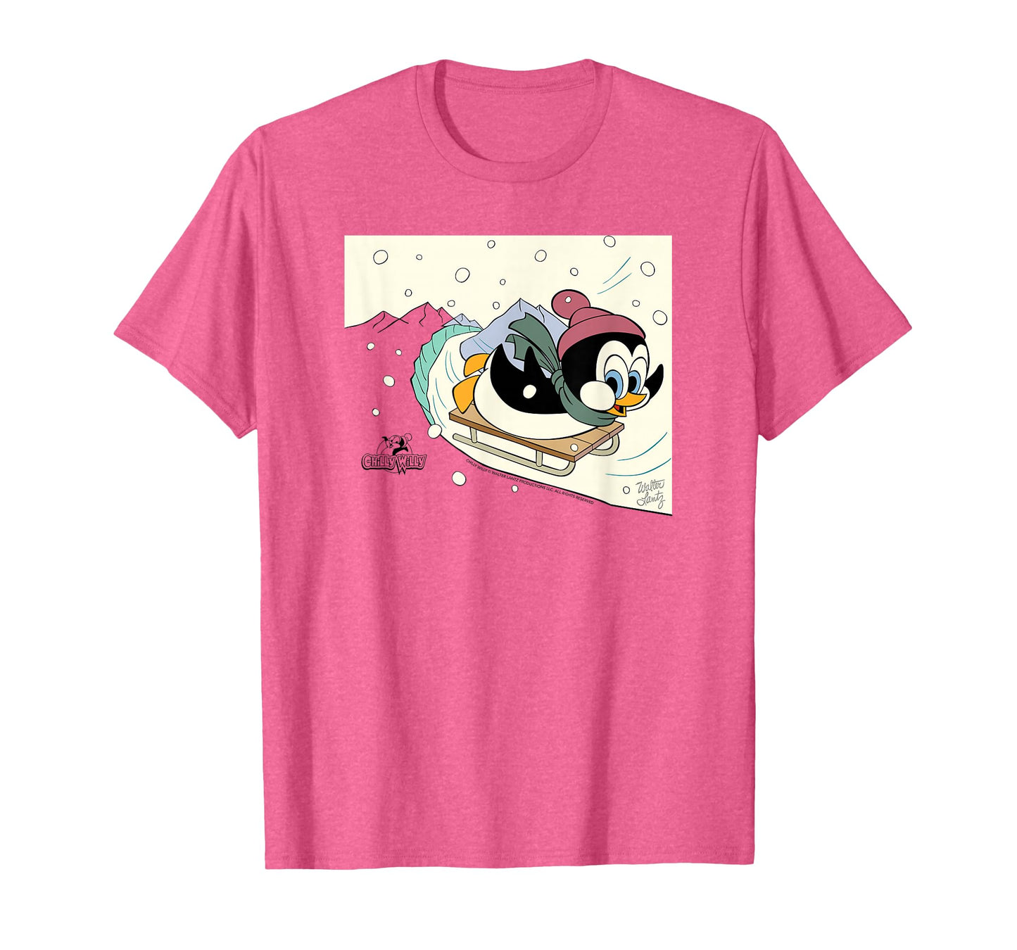 Chilly Willy the Penguin Sledding Holiday T-Shirt