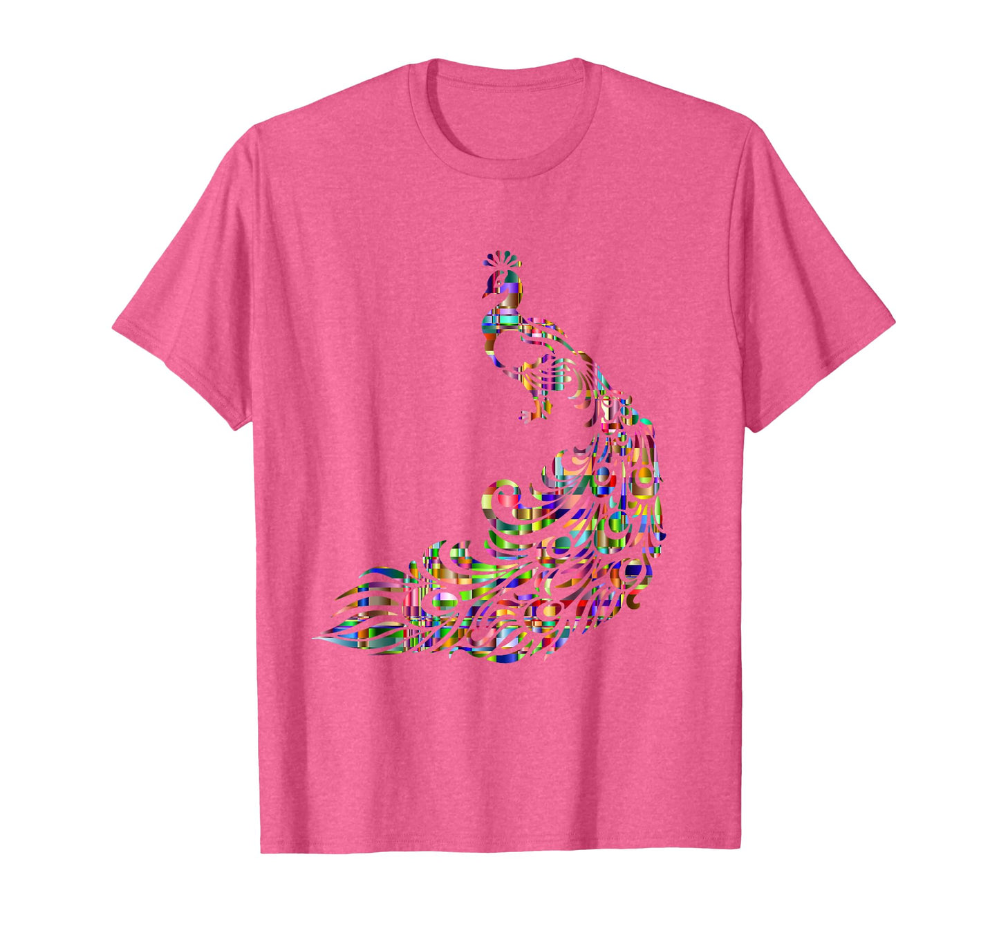 Colorful Peacock Bird T-Shirt, Cool Rainbow Art Tee T-Shirt