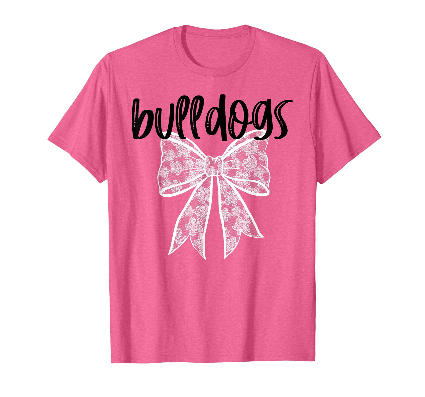 Bulldogs Coquette Aesthetic Girly Team Mascot Lace Bow T-Shirt