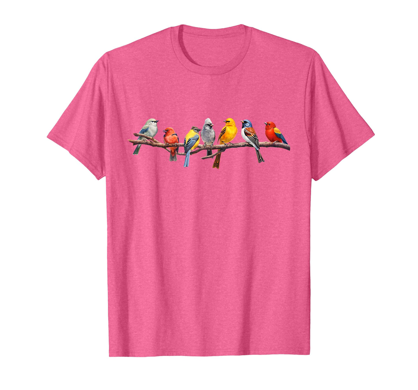 Birding and Bird Lovers Apparel Decor Accessories Unisex-Adults, Kids Grey Short Sleeve Classic Fit T-Shirt Backyard Bird Watching Watcher Birders Songbirds on Branch