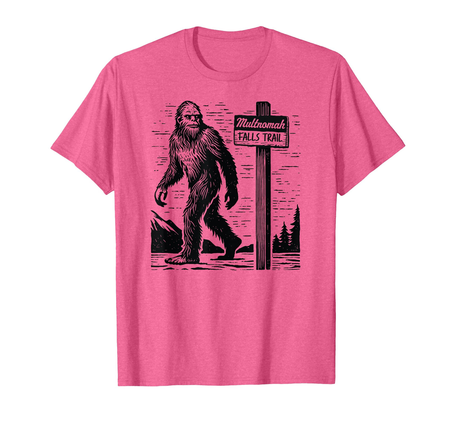 Multnomah Falls Trail Vintage Hiking & Road Trip Bigfoot T-Shirt