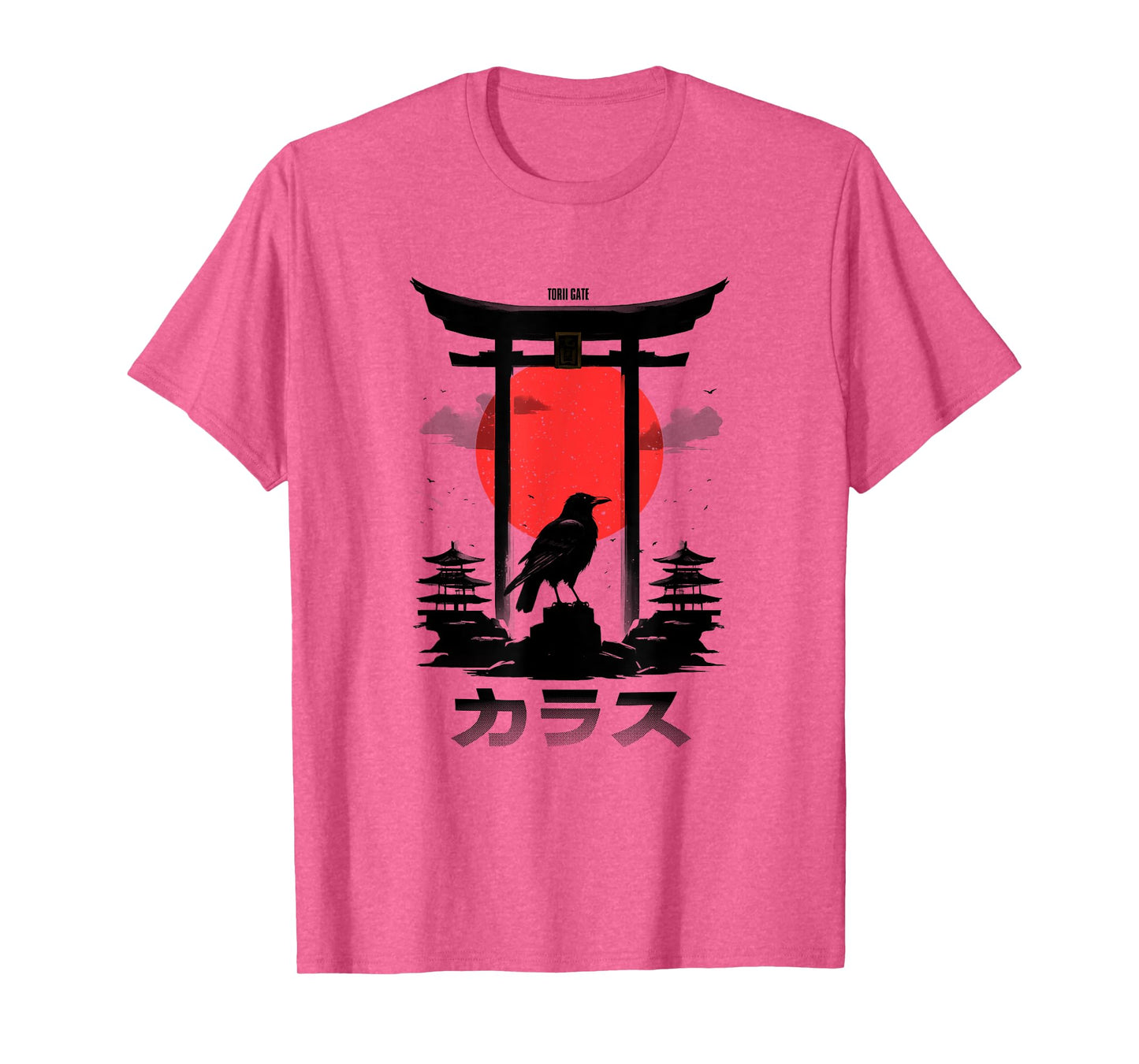 Japanese Aesthetic Red Rising Sun Raven Torii Gate Shinto T-Shirt