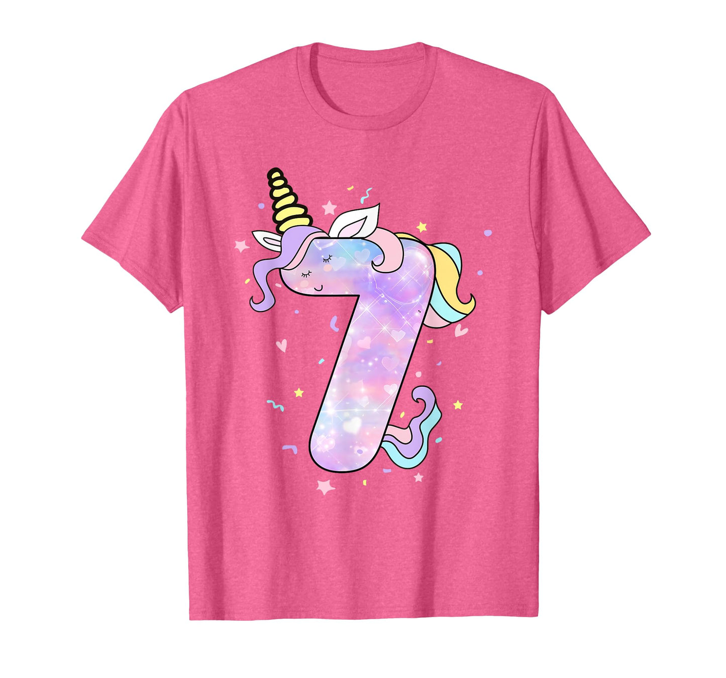 Unicorn Birthday Shirts for Girls Outfit 7th Seven Year Old T-Shirt