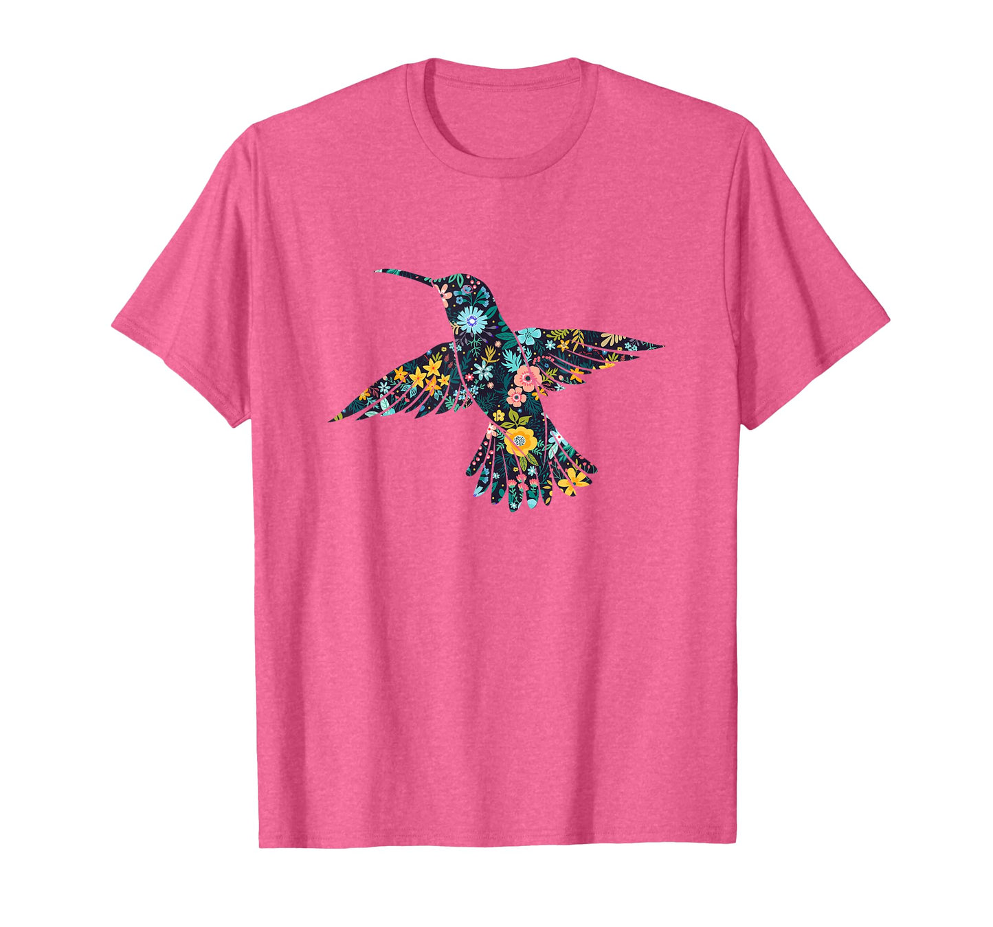 Floral Hummingbird Birds Silhouette Womens Girls Graphic T-Shirt