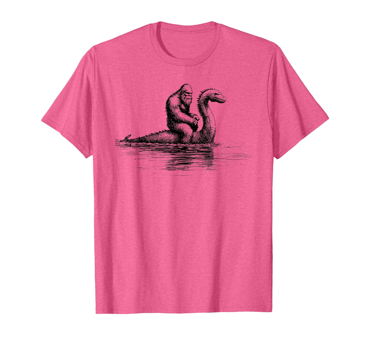 funny bigfoot sasquatch riding loch ness monster cryptid T-Shirt