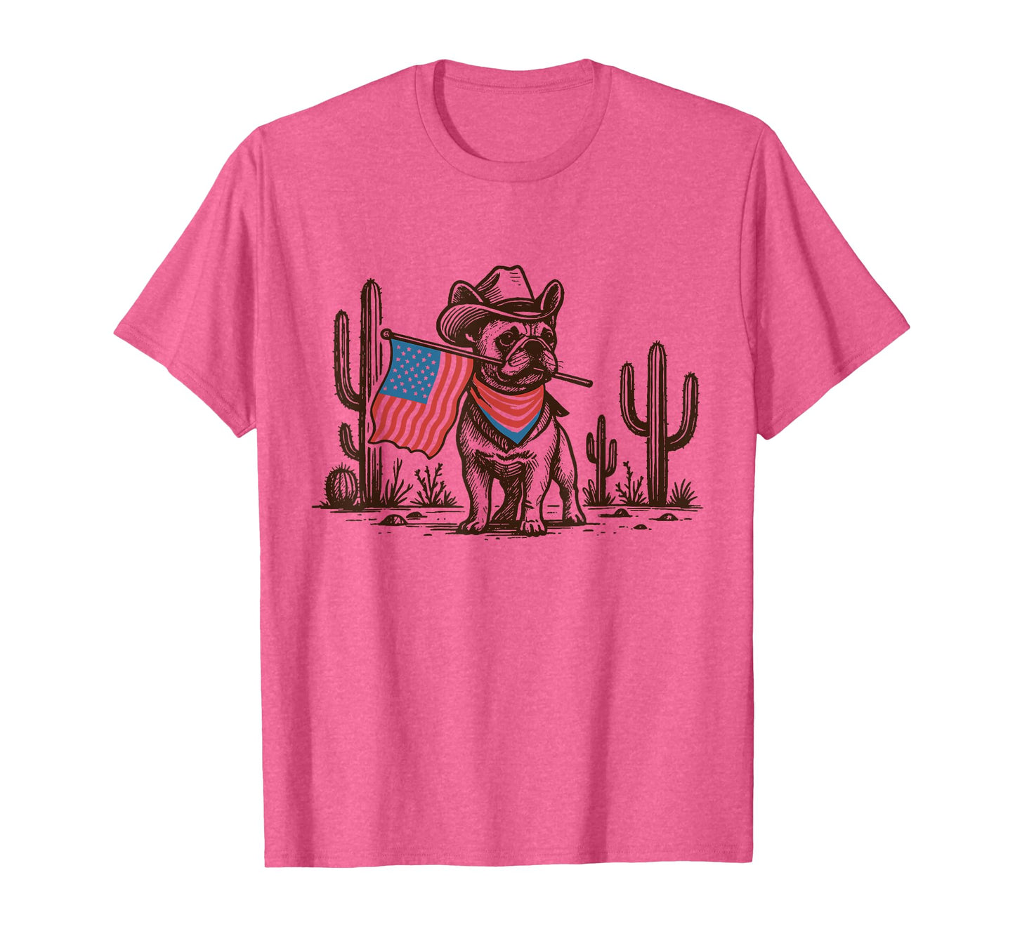 Funny Western French Bulldog 4th Of July Cute Cowboy Dog T-Shirt