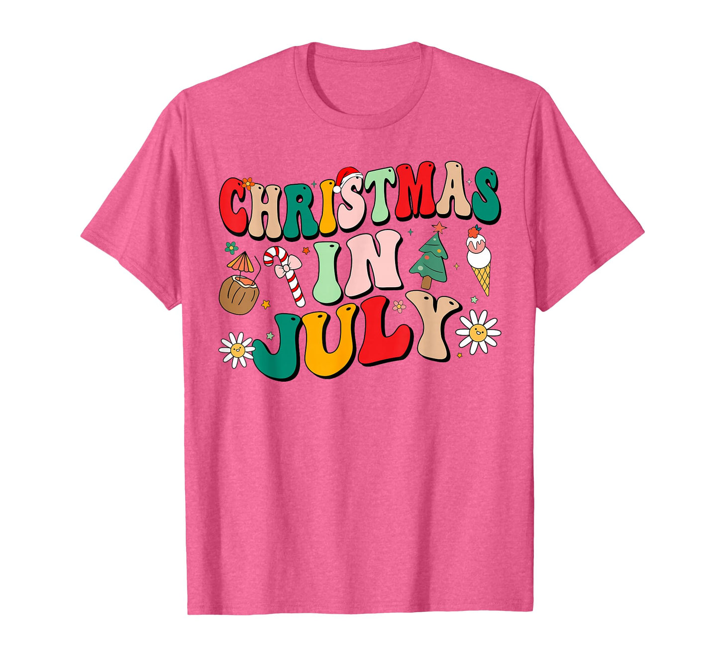 Christmas In July Shirts Groovy Xmas Summer Men Women Kids T-Shirt