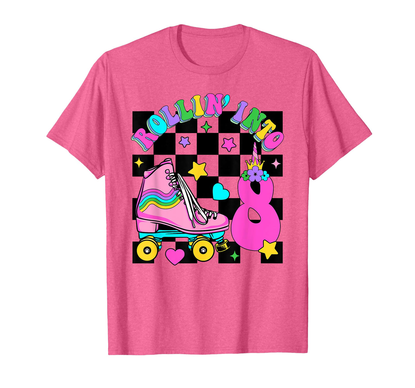 Rolling Into 8 Years Old Skater 8th Birthday Kids Girls T-Shirt