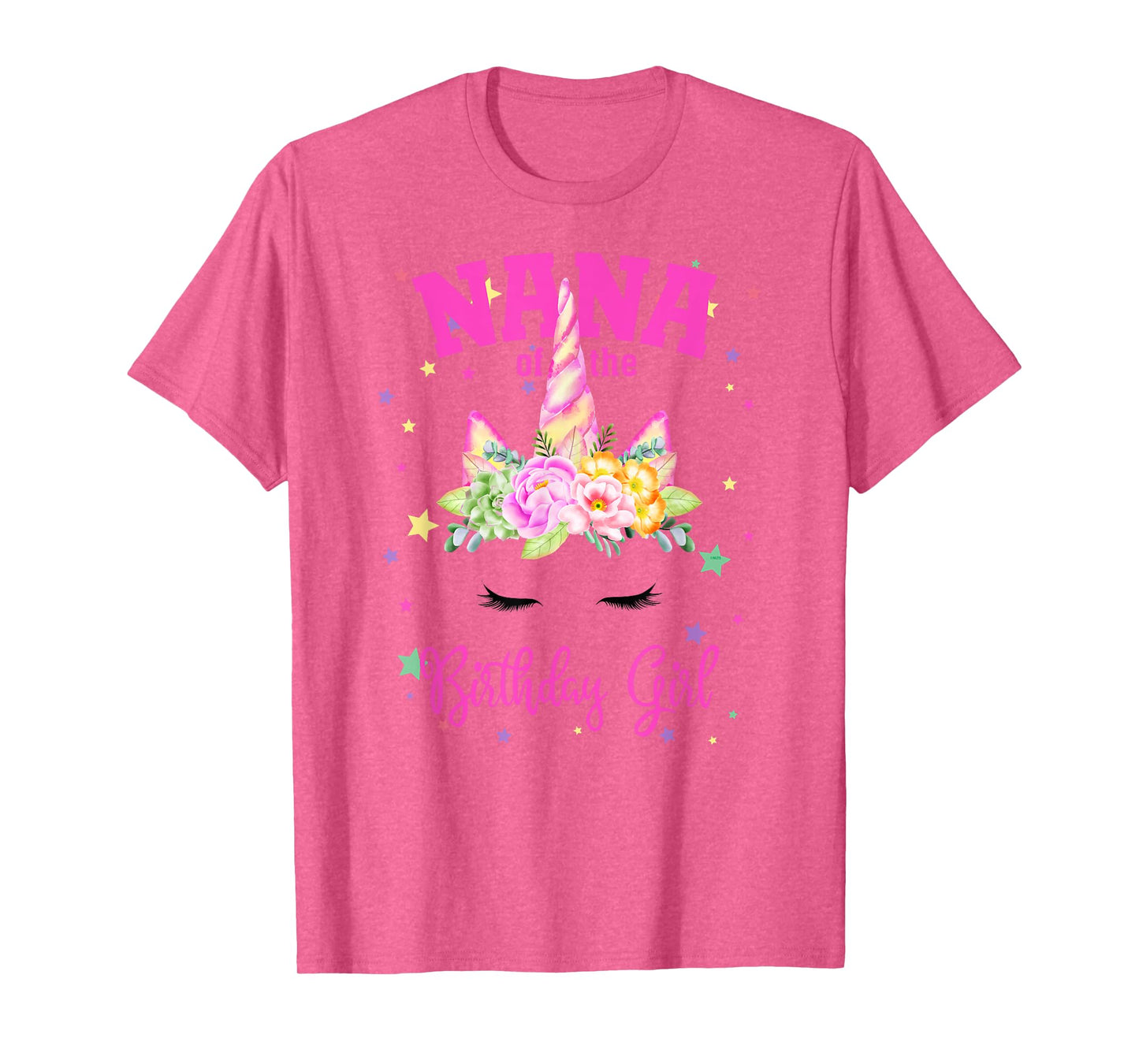 Nana of the Birthday Girl! Unicorn Face Theme T-Shirt