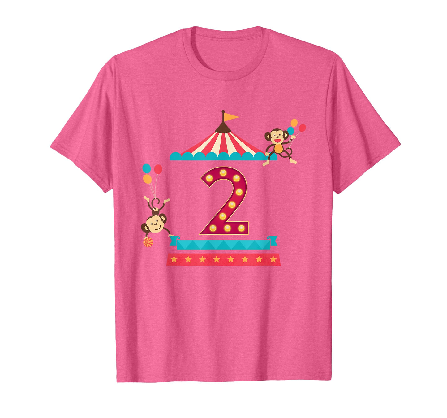 2nd Birthday Circus Top Monkeys 2 Year Old Toddler Carnival T-Shirt
