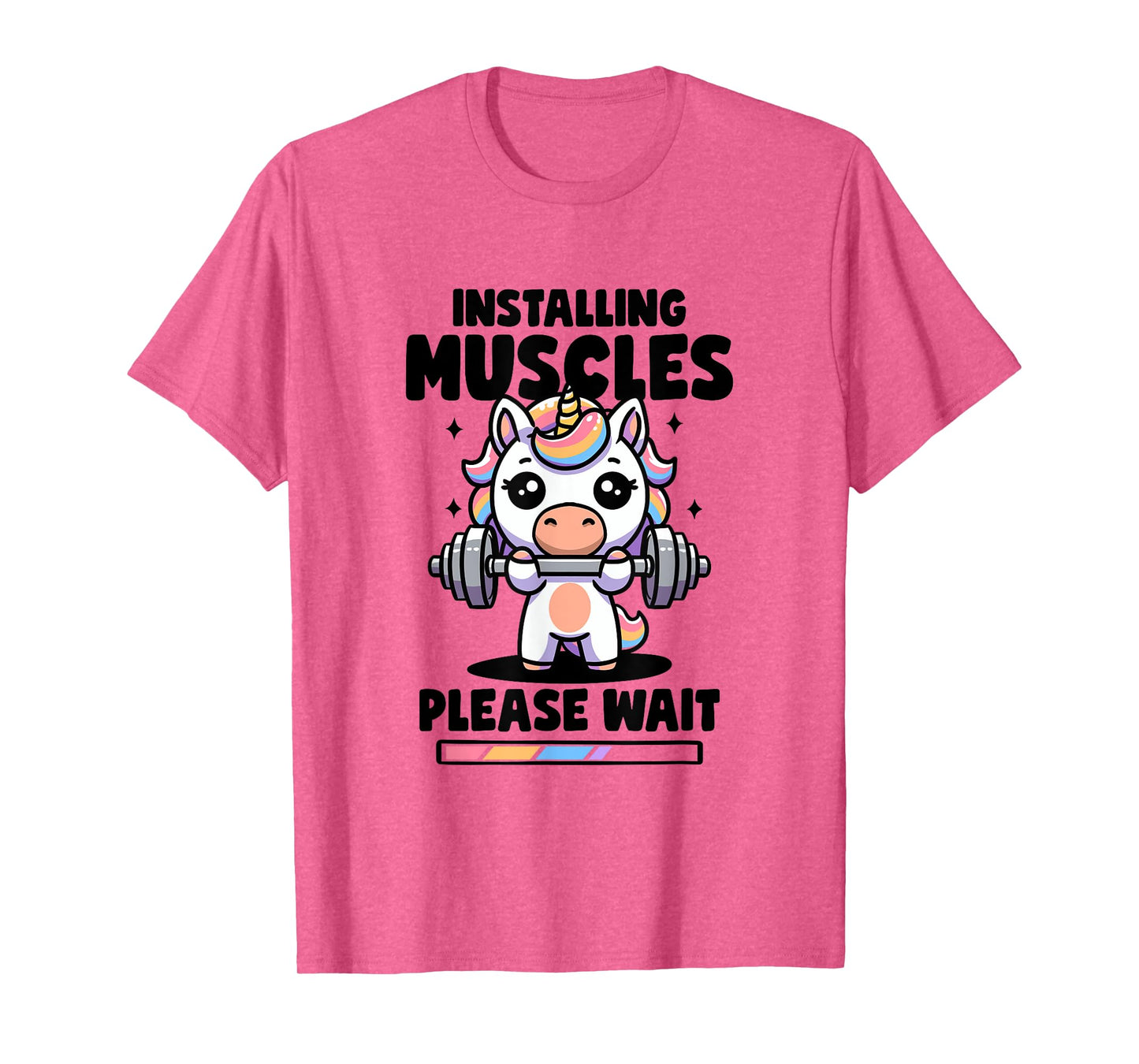 Installing Muscles Please Wait Unicorn Gym Quote Unicorn T-Shirt