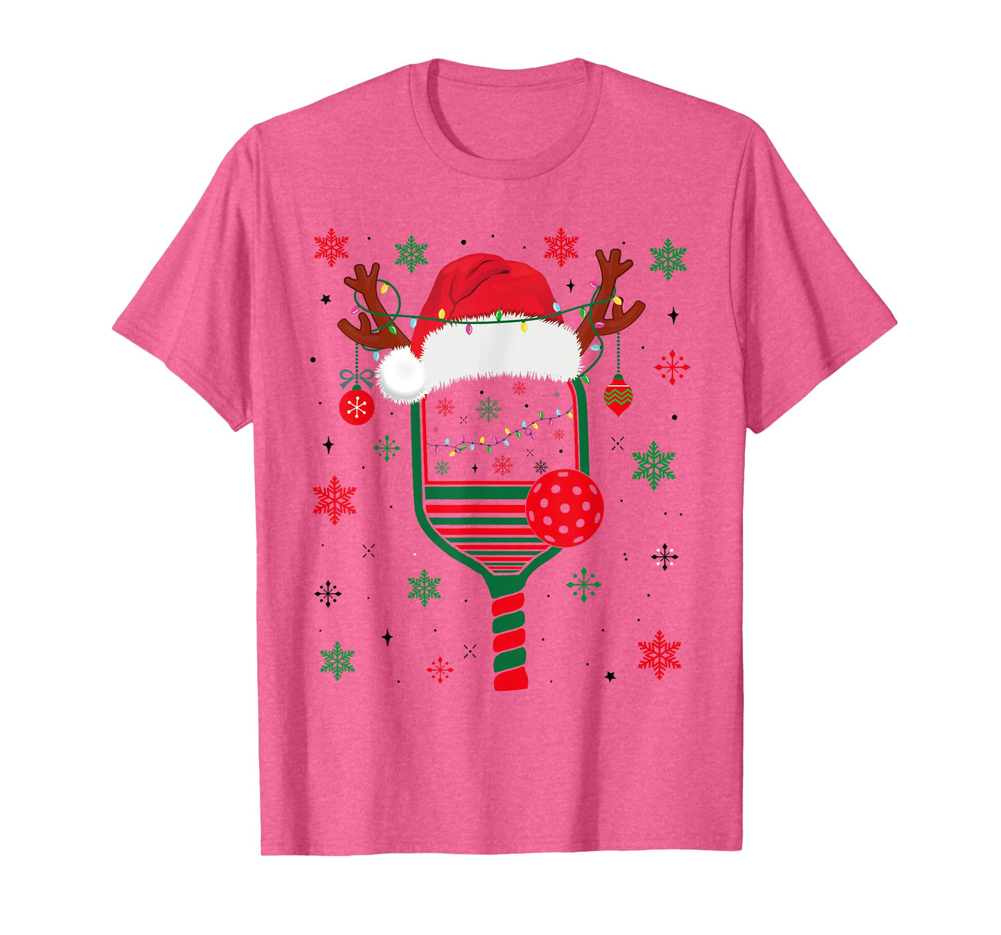 Pickleball Player Christmas Holiday Reindeer Xmas Women Men T-Shirt