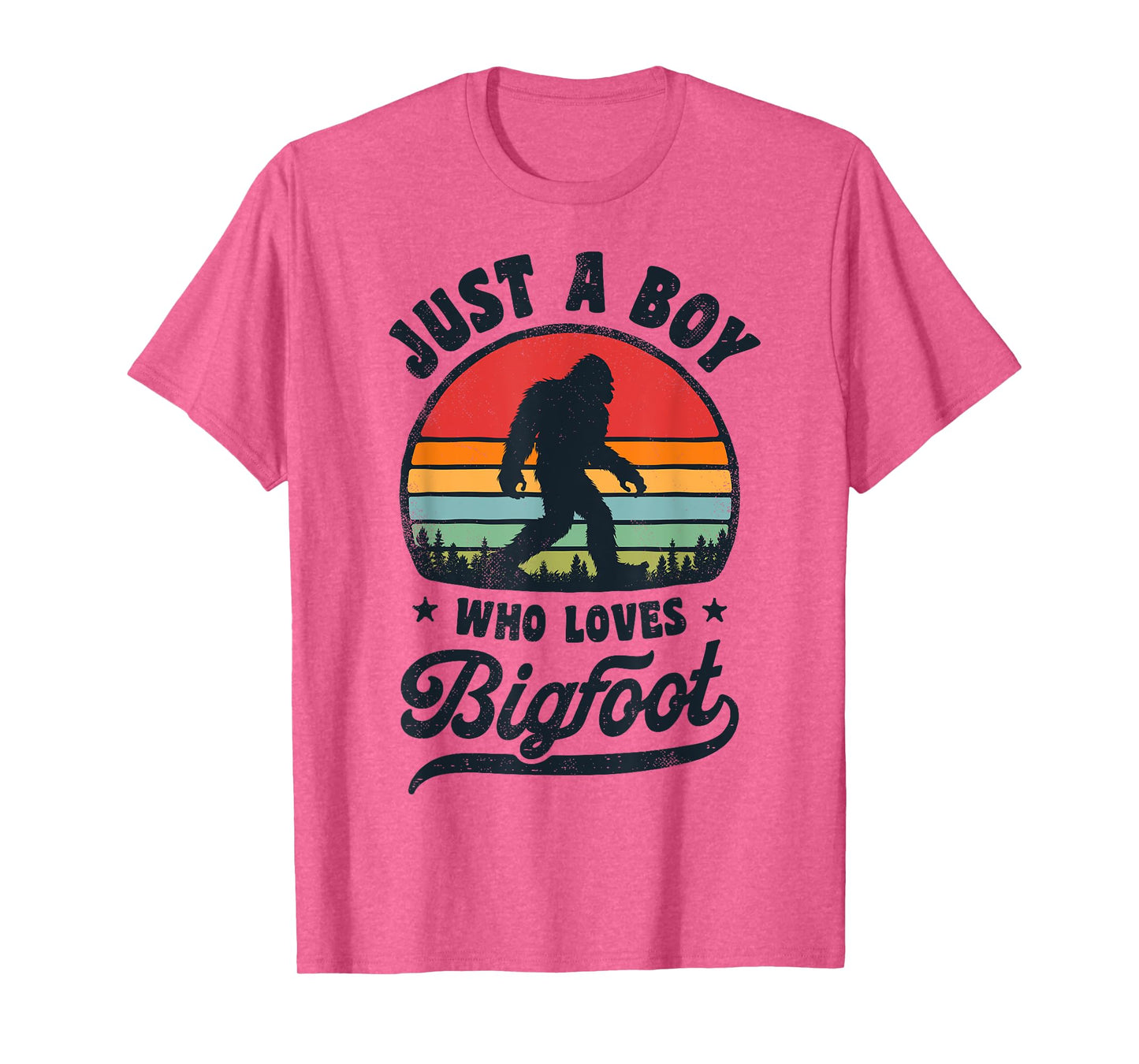 Bigfoot Just A Boy Who Loves Sasquatch Funny Retro Vintage T-Shirt