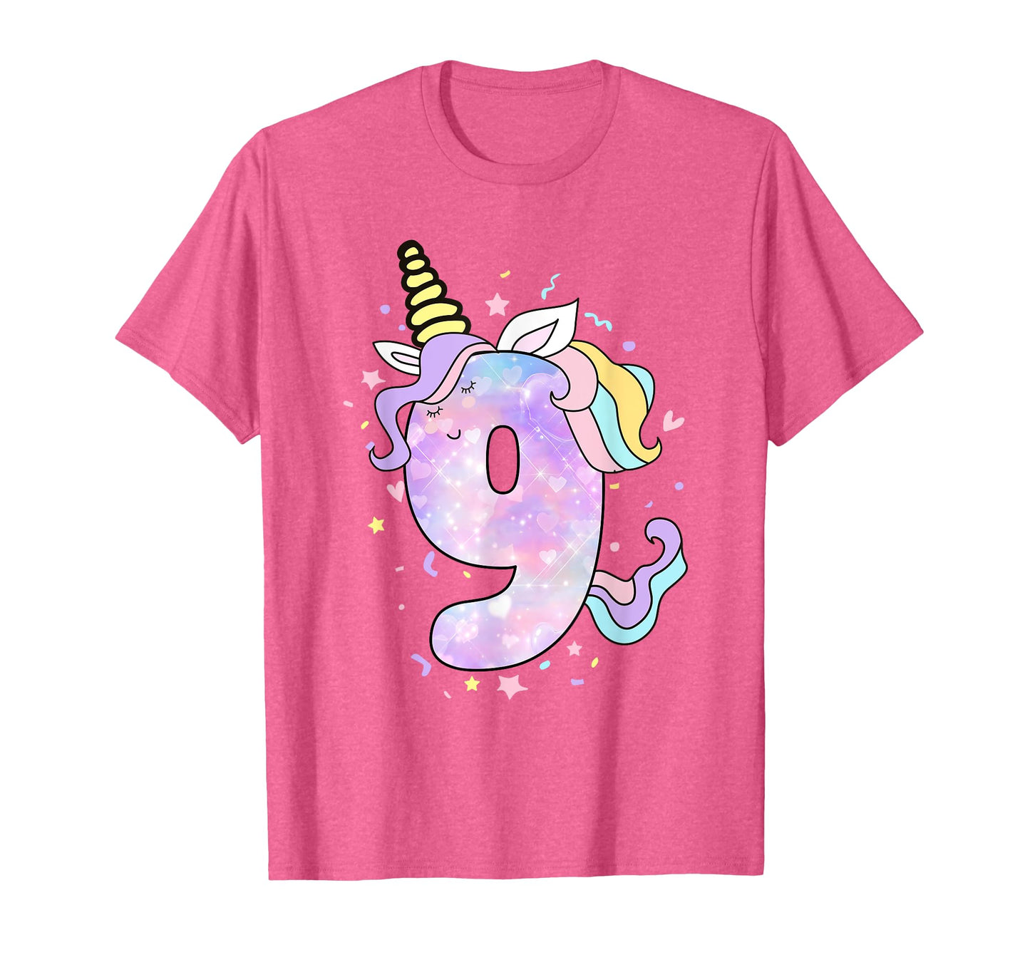 Unicorn Birthday Shirts for Girls Outfit 9th Nine Year Old T-Shirt