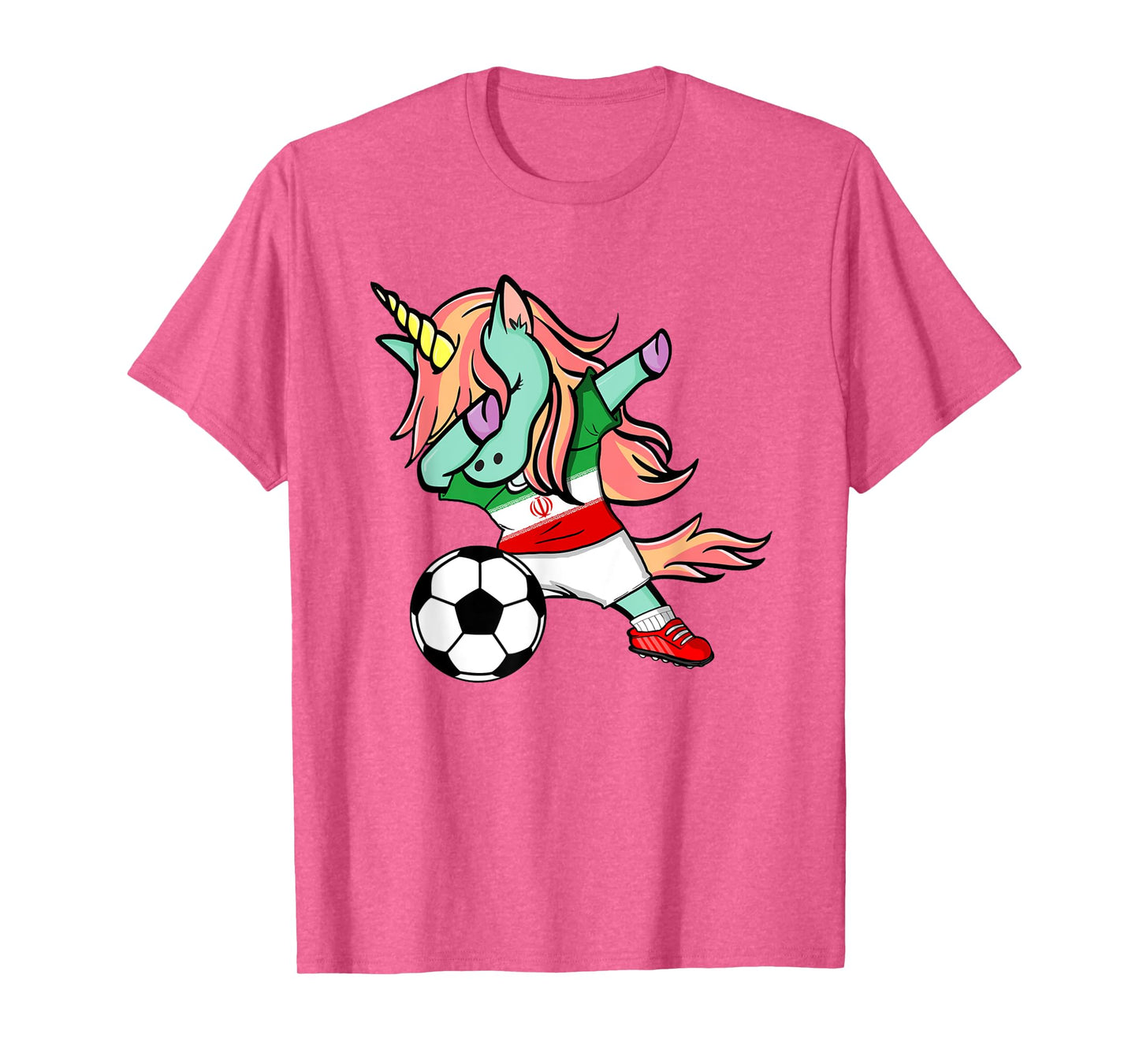 Funny Dabbing Unicorn Iran Football Team Iranian Flag Pride T-Shirt