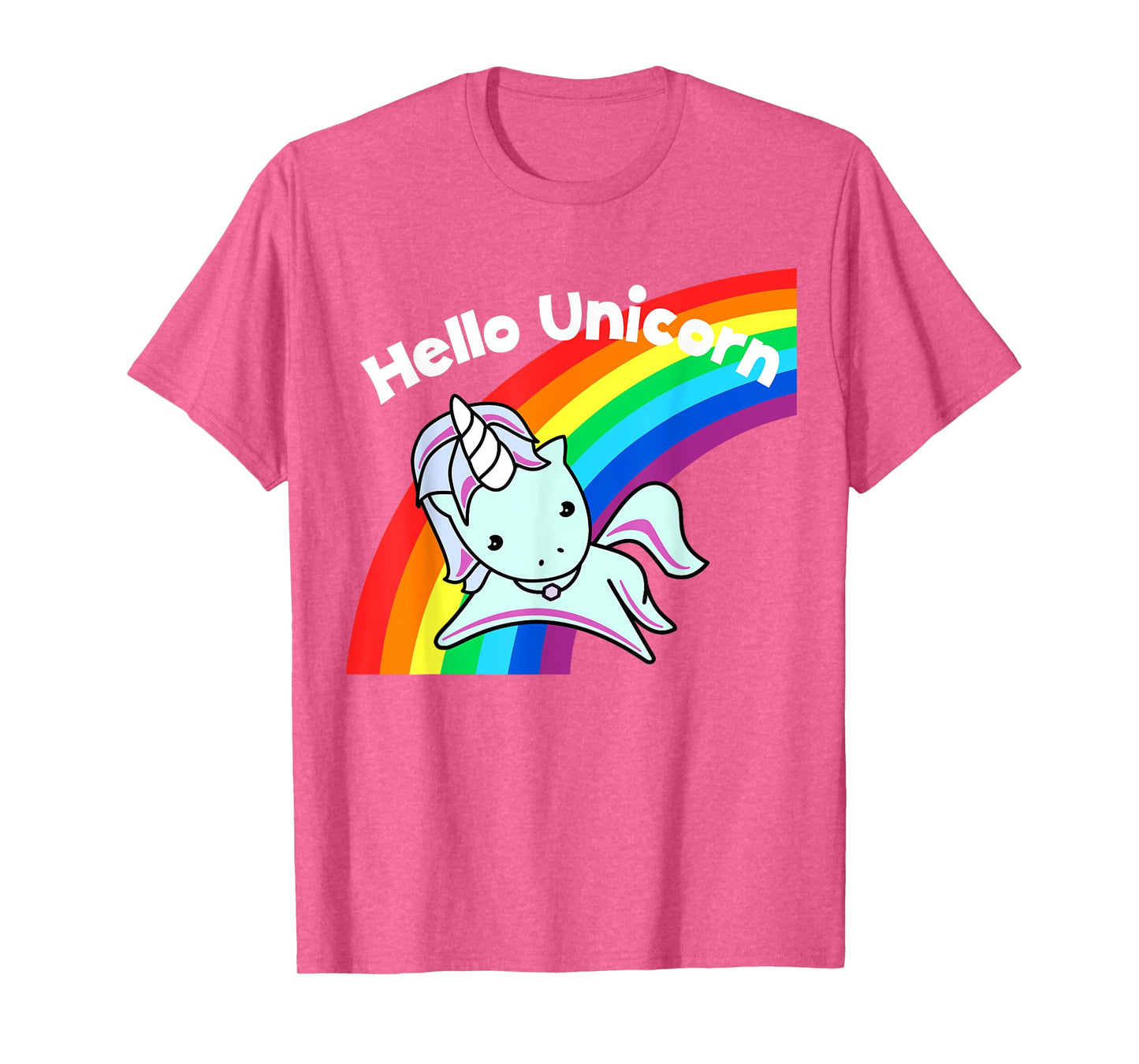 Pink Hello Unicorn Rainbow T-Shirt