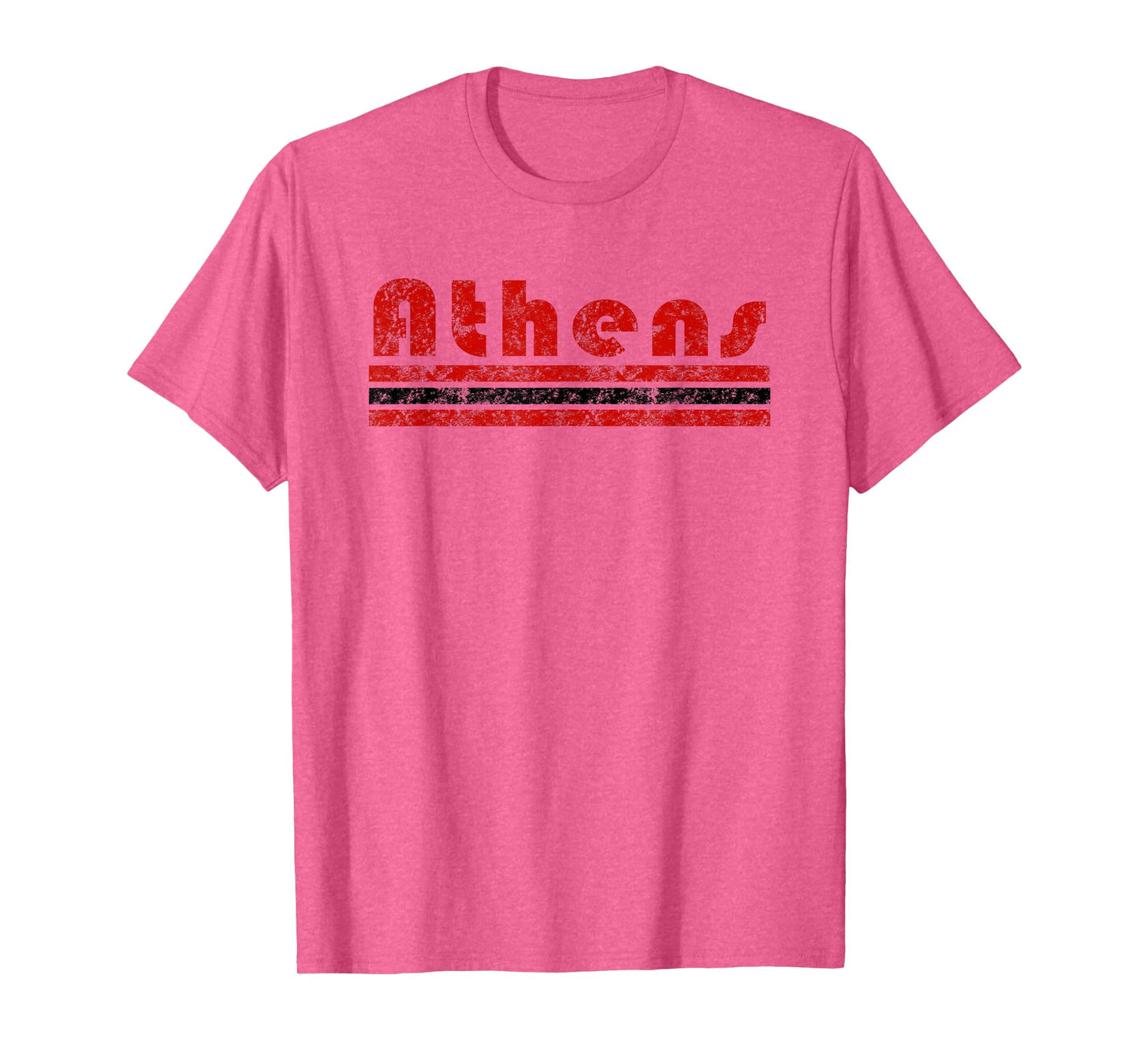Athens Georgia Retro Three Stripe Weathered Vintage T-Shirt