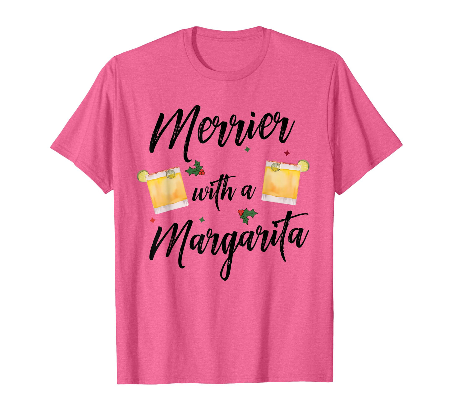 Merrier With A Margarita Christmas Margarita Xmas Tequila T-Shirt