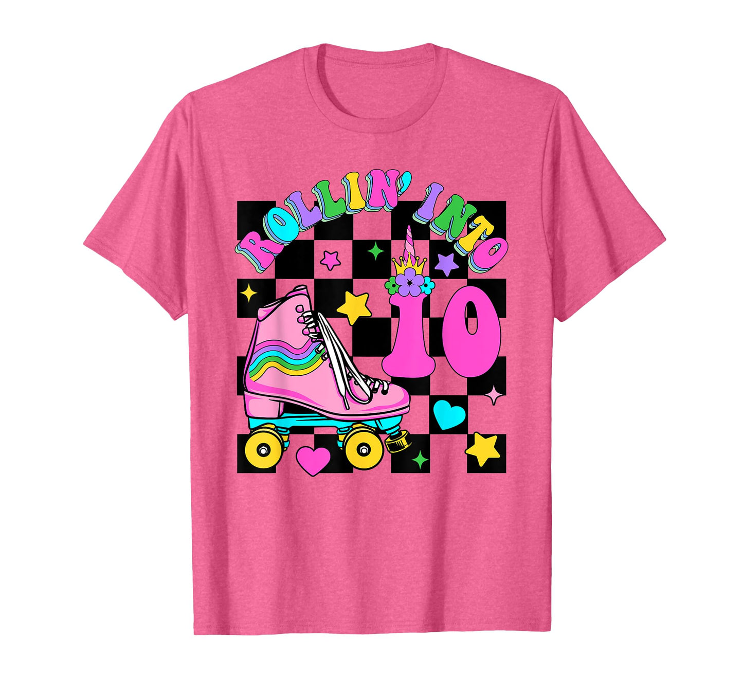 Rolling Into 10 Years Old Skater 10th Birthday Kids Girls T-Shirt