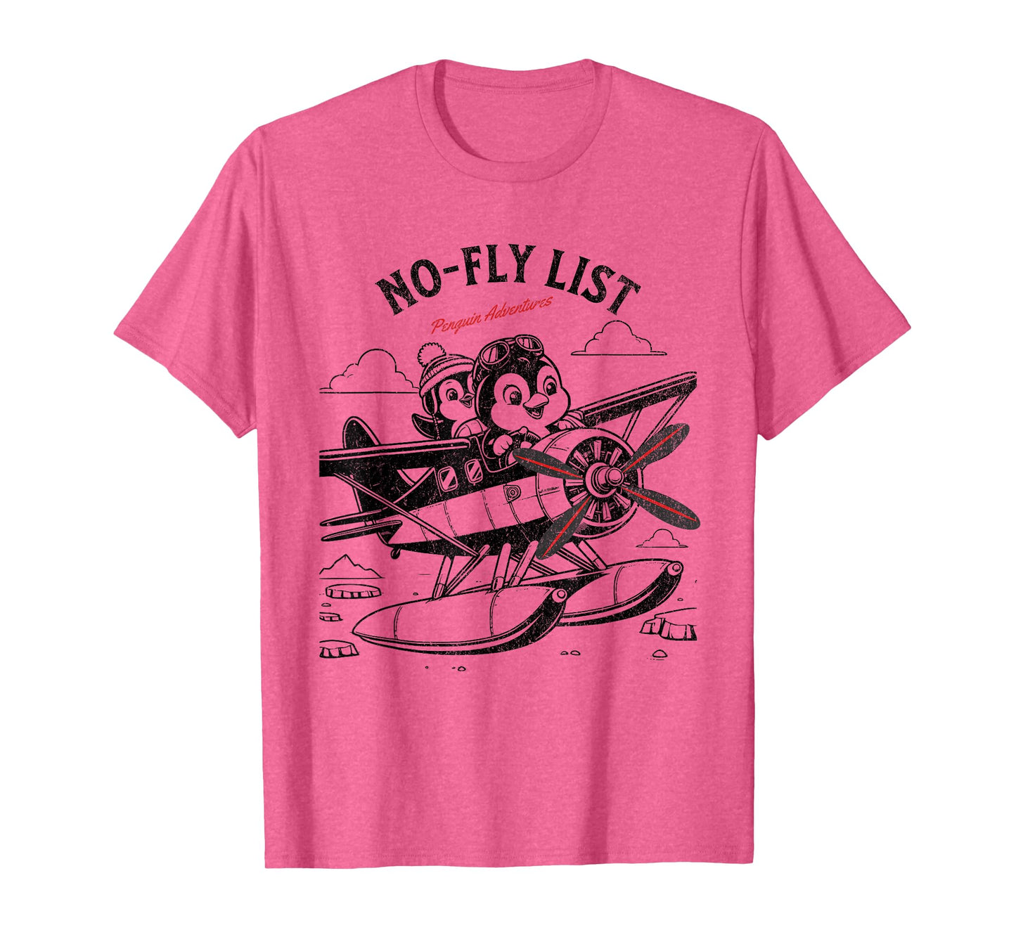 Flying Penguin Adventure No-Fly List Funny Penguin T-Shirt
