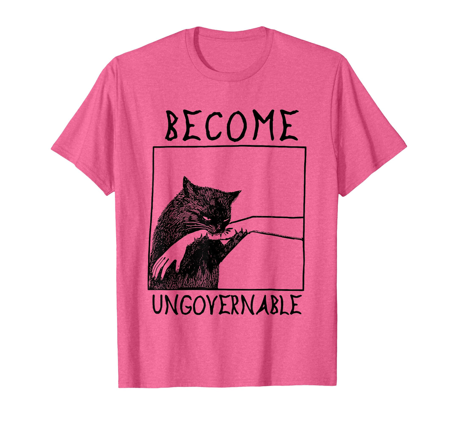 Become Ungovernable - Black Cat Biting Hand Funny Meme T-Shirt